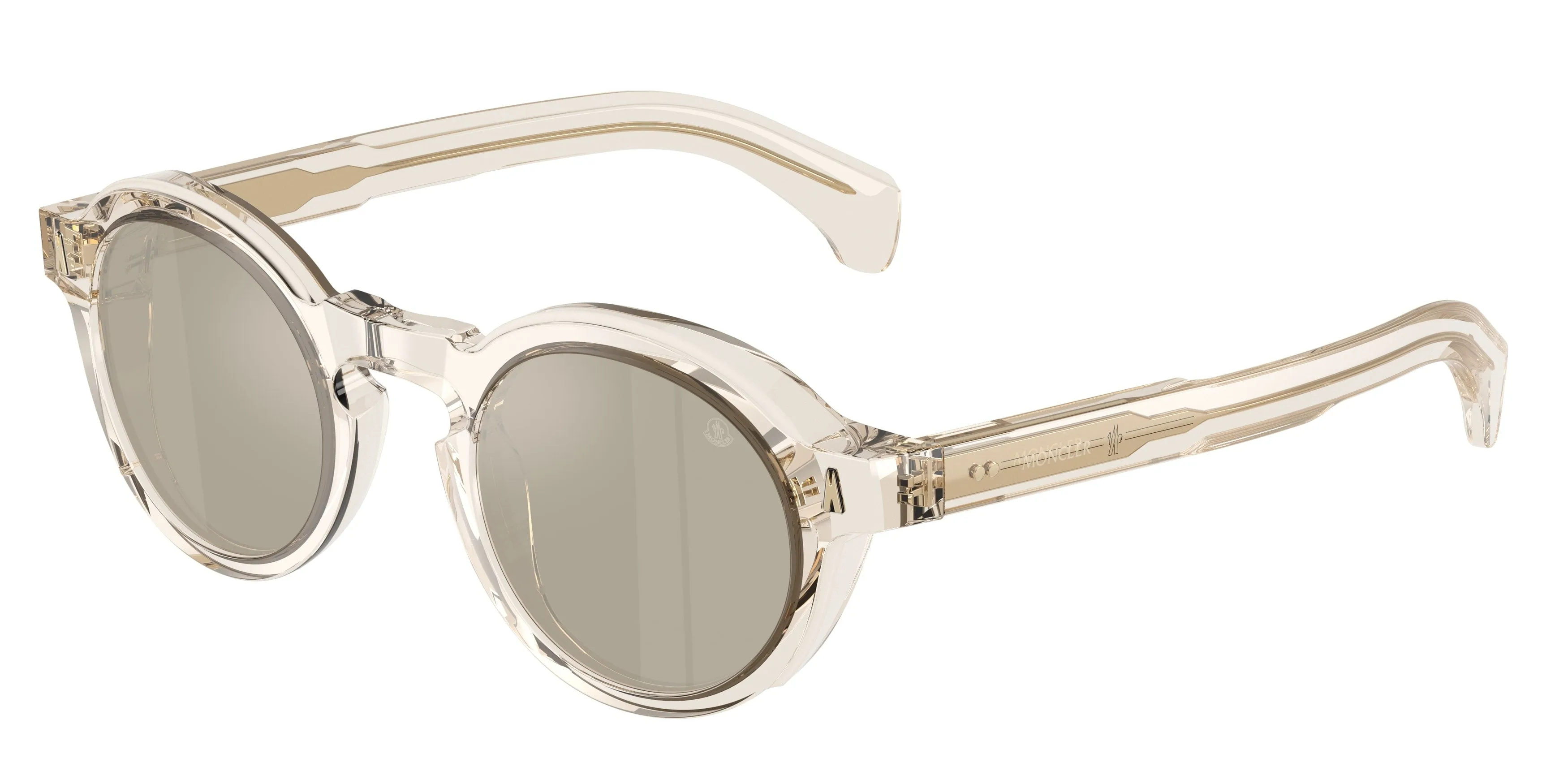 Moncler ME6012 AURONE 30035A Occhiali da sole Acetato Trasparente Marrone Rotonda Normale Specchiato - immagine 1