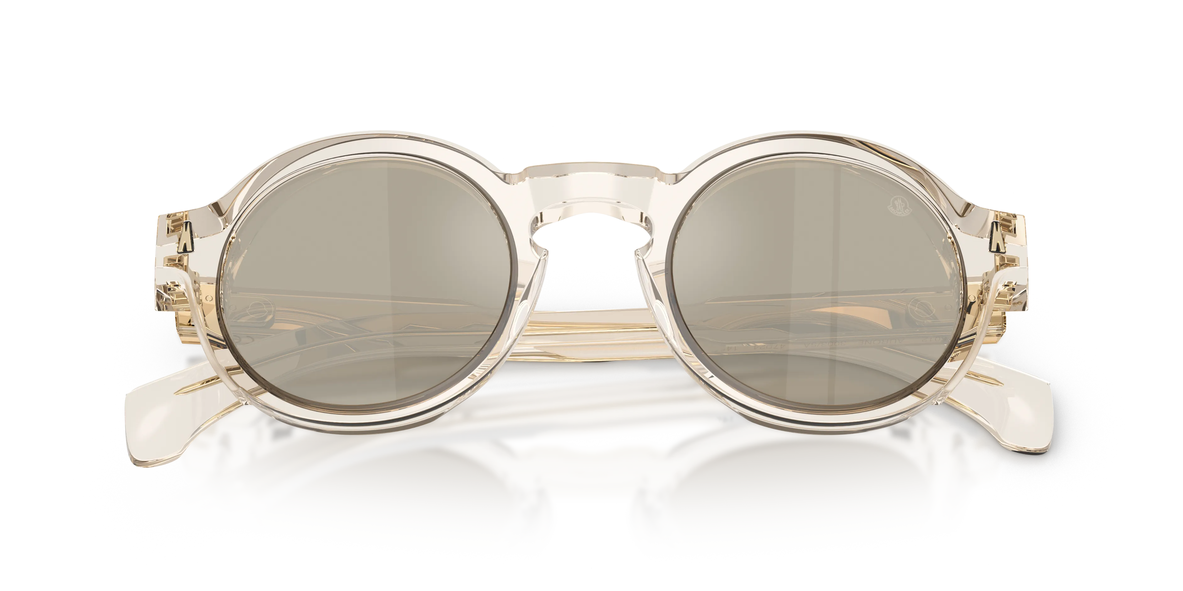 Moncler ME6012 AURONE 30035A Occhiali da sole Acetato Trasparente Marrone Rotonda Normale Specchiato - immagine 2
