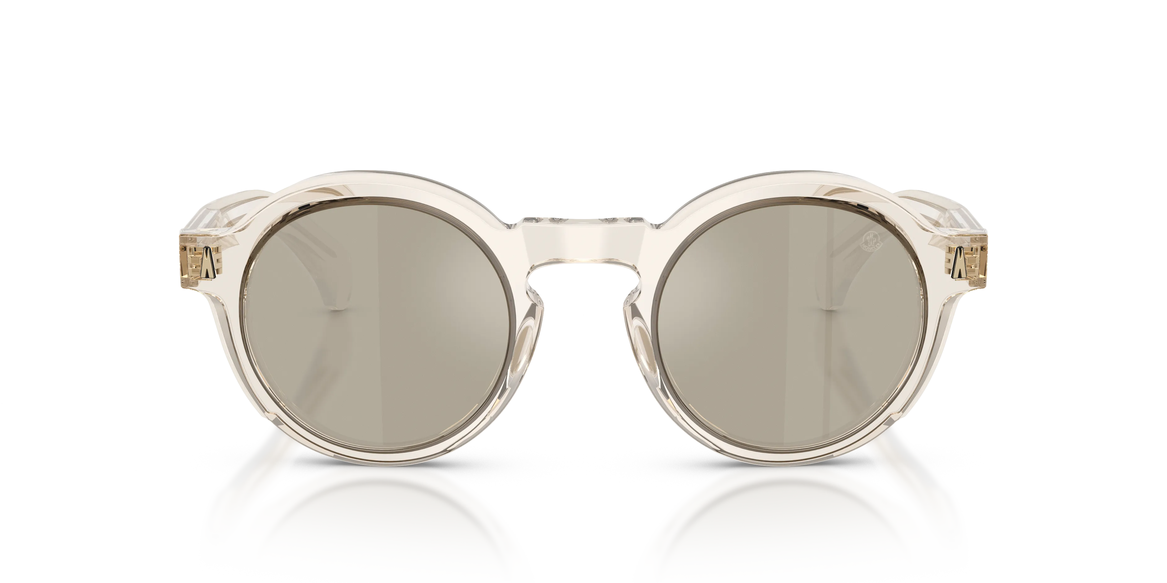 Moncler ME6012 AURONE 30035A Occhiali da sole Acetato Trasparente Marrone Rotonda Normale Specchiato - immagine 3