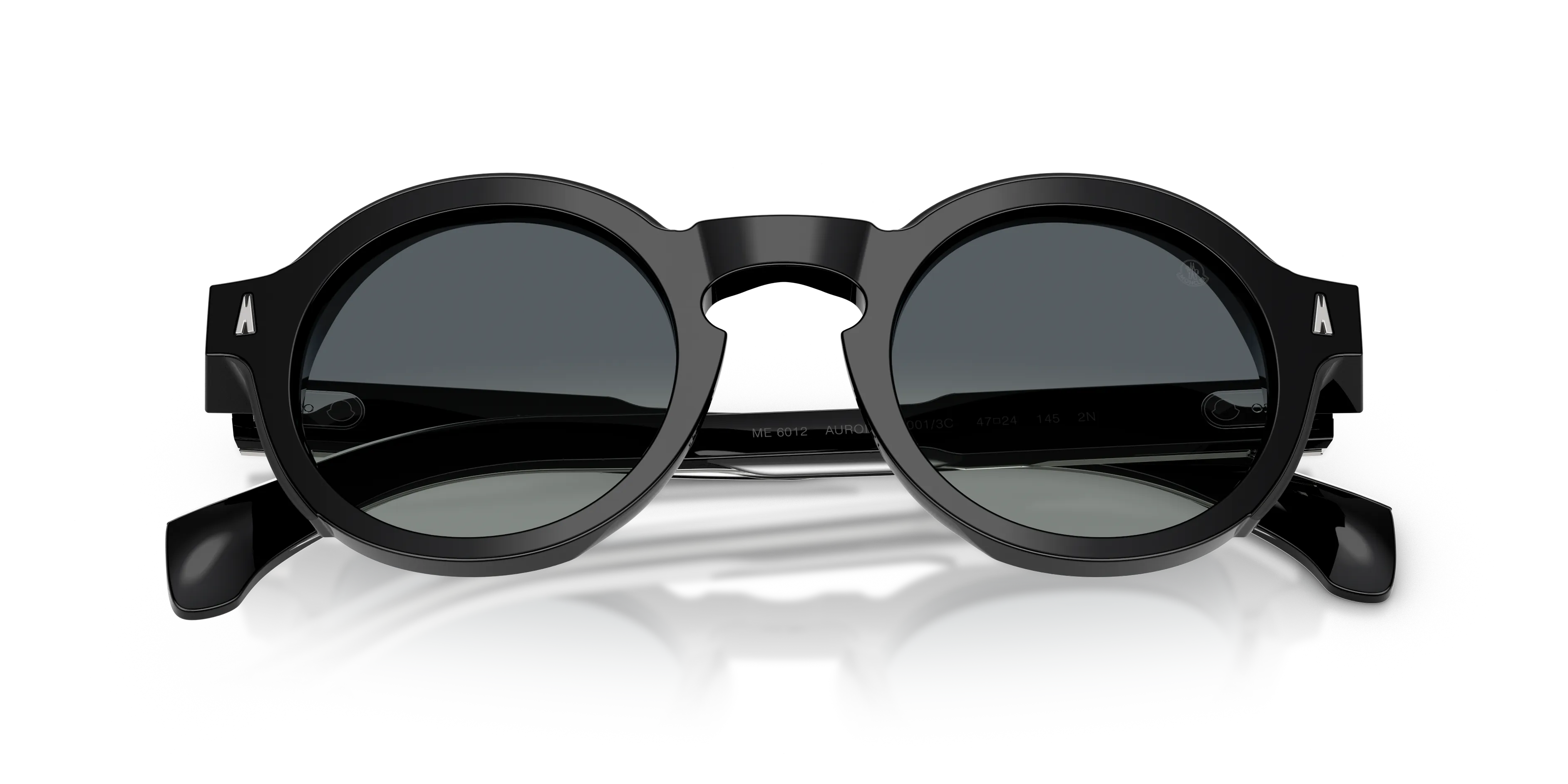 Moncler ME6012 AURONE 30013C Occhiali da sole Acetato Nero Grigio Rotonda Normale Sfumato - immagine 2