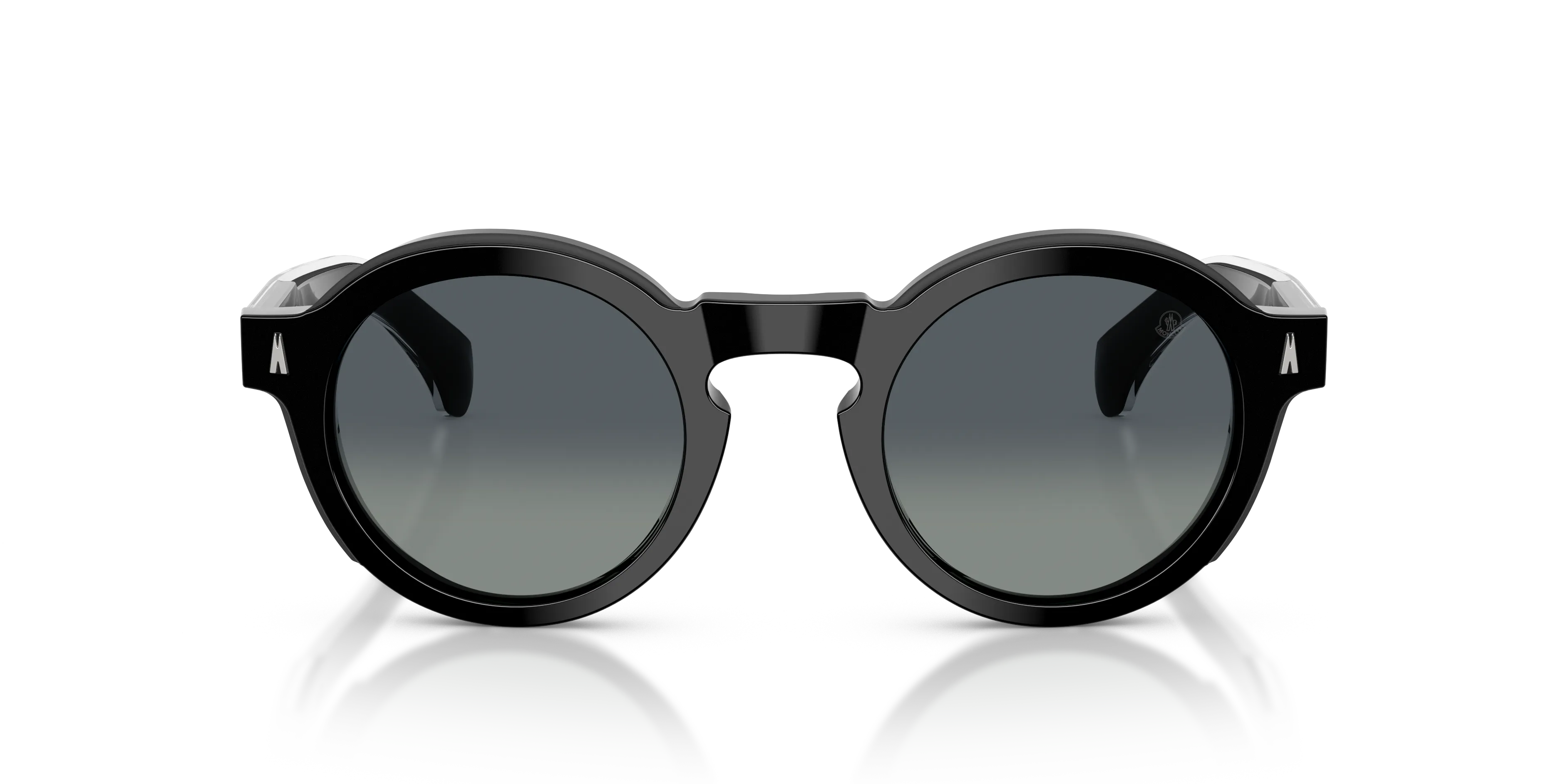 Moncler ME6012 AURONE 30013C Occhiali da sole Acetato Nero Grigio Rotonda Normale Sfumato - immagine 3