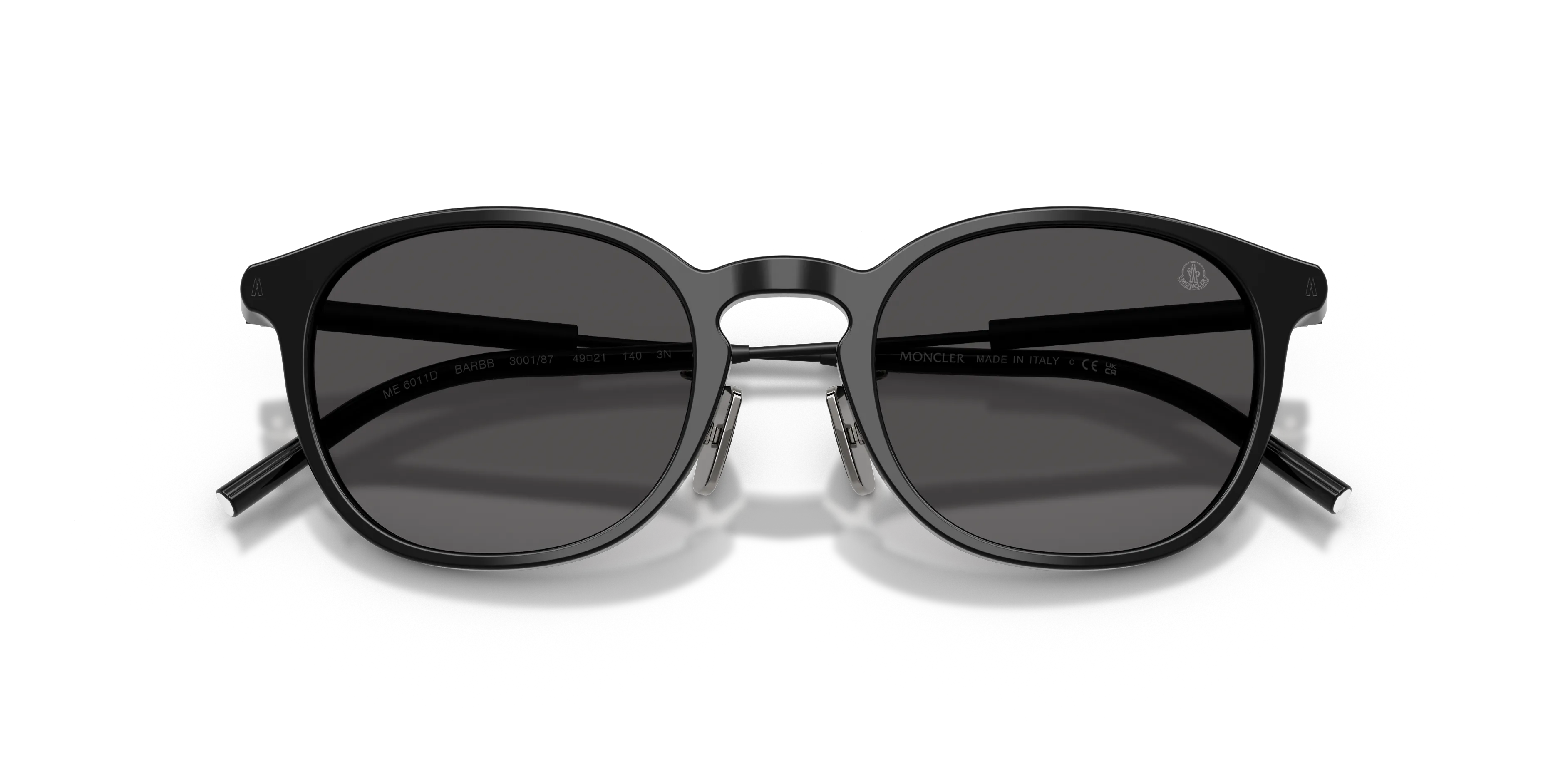 Moncler ME6011D BARBB 300187 Occhiali da sole Acetato Nero Grigio Rotonda Normale - immagine 2