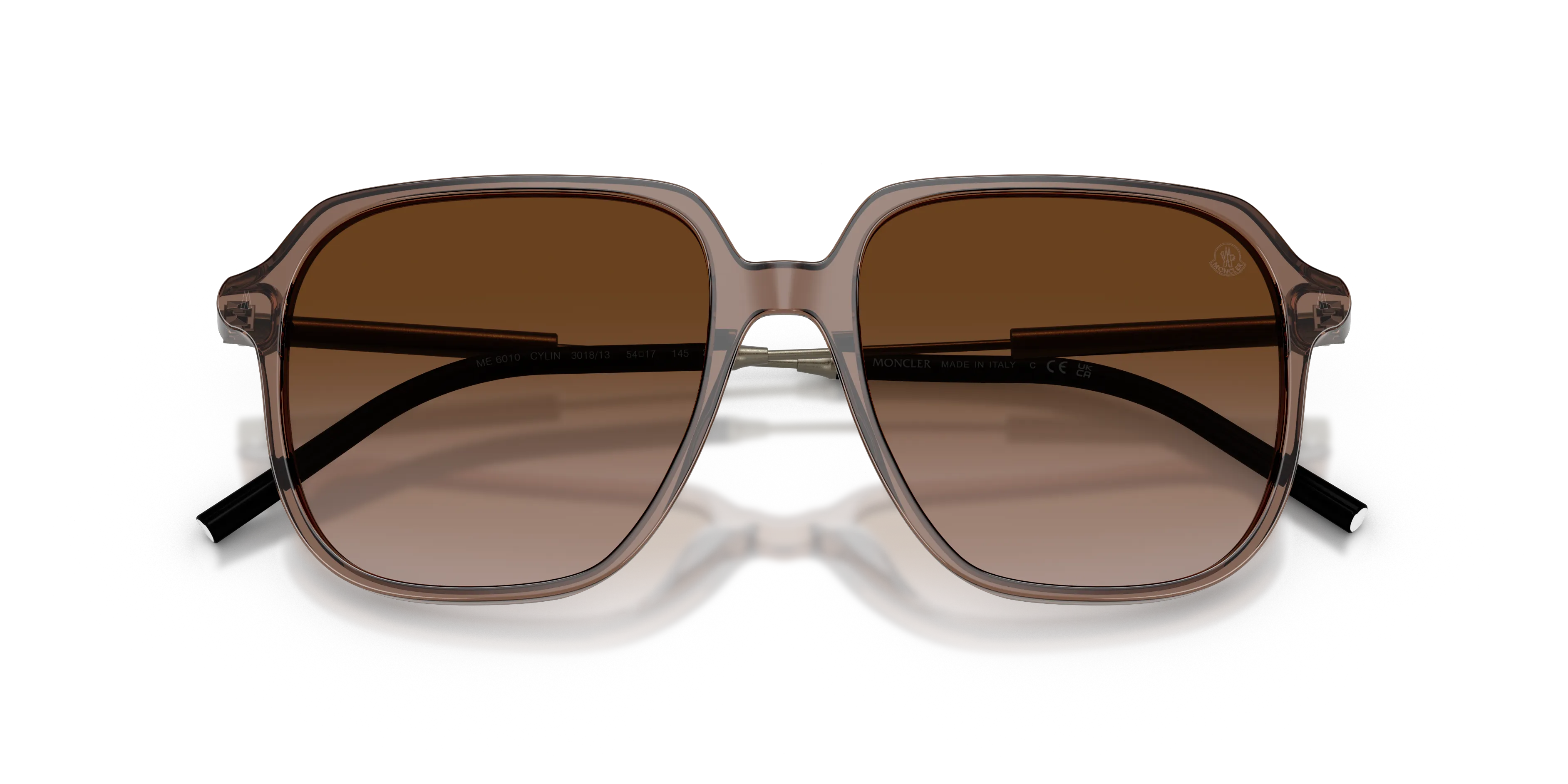 Moncler ME6010 CYLIN 301813 Occhiali da sole Acetato Marrone Marrone Pilot Normale Sfumato - immagine 2