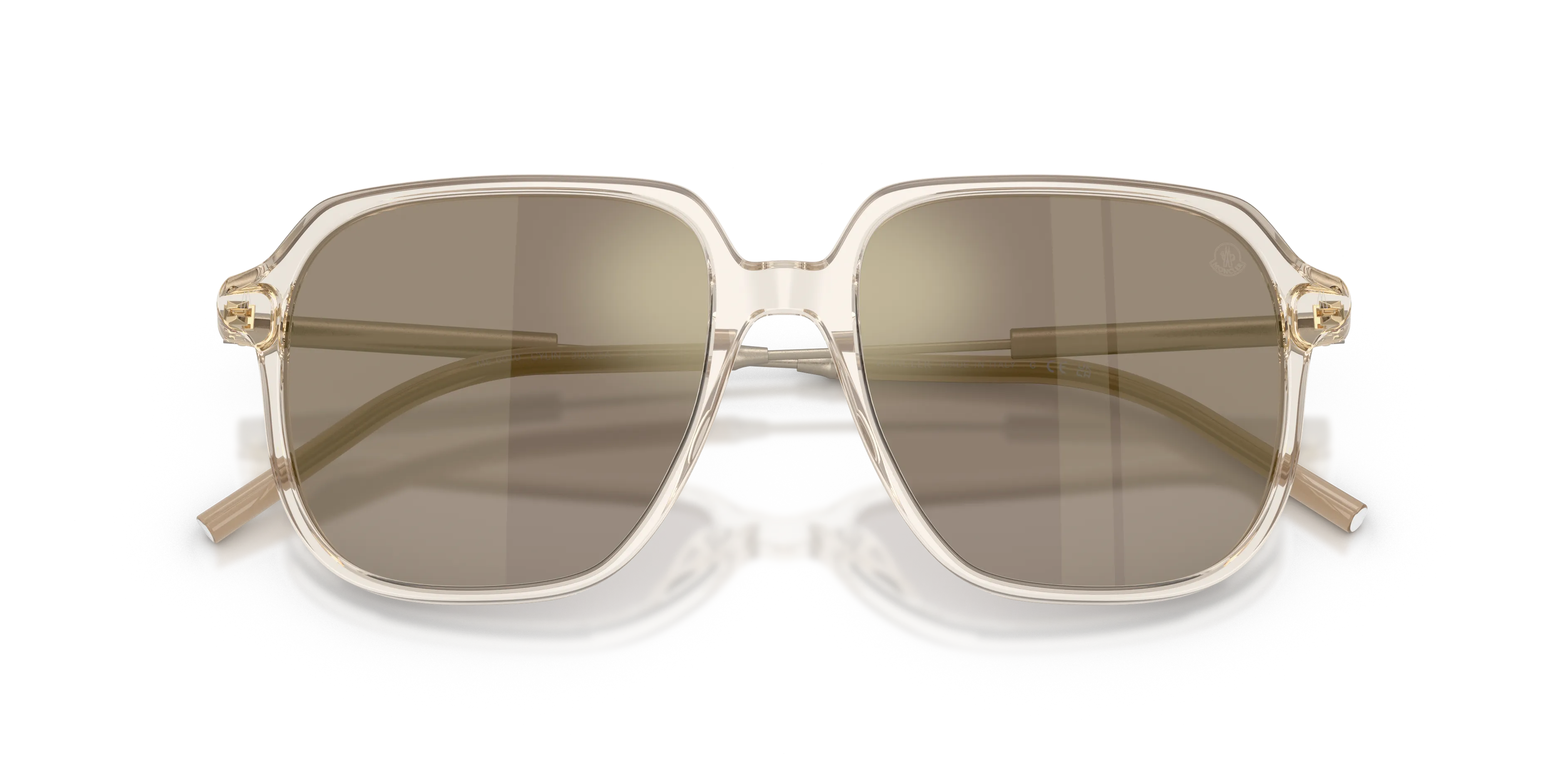 Moncler ME6010 CYLIN 30035A Occhiali da sole Acetato Trasparente Marrone Pilot Normale Specchiato - immagine 2
