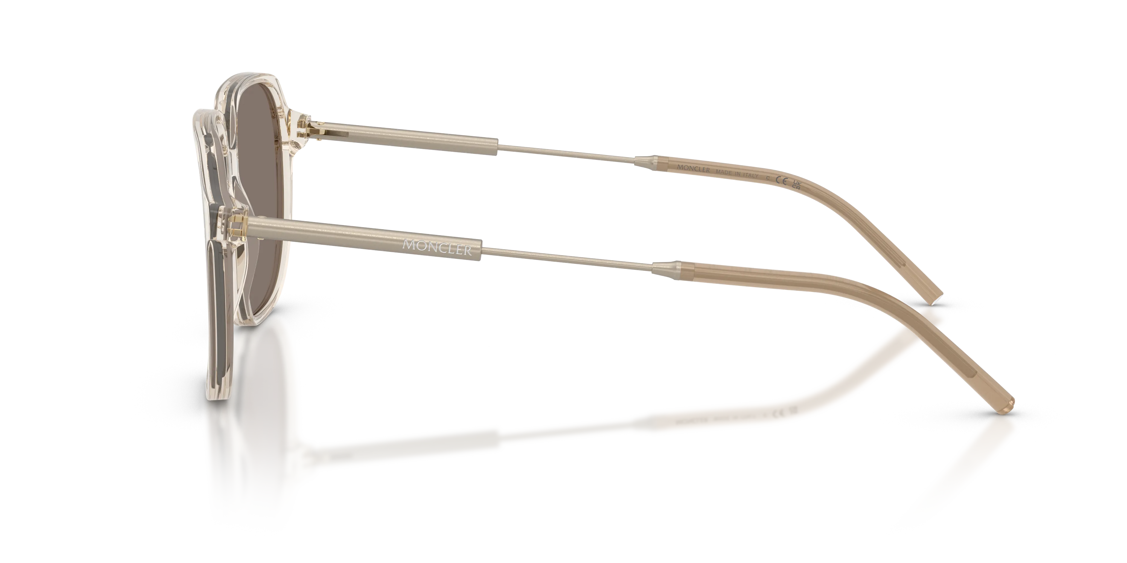 Moncler ME6010 CYLIN 30035A Occhiali da sole Acetato Trasparente Marrone Pilot Normale Specchiato - immagine 4