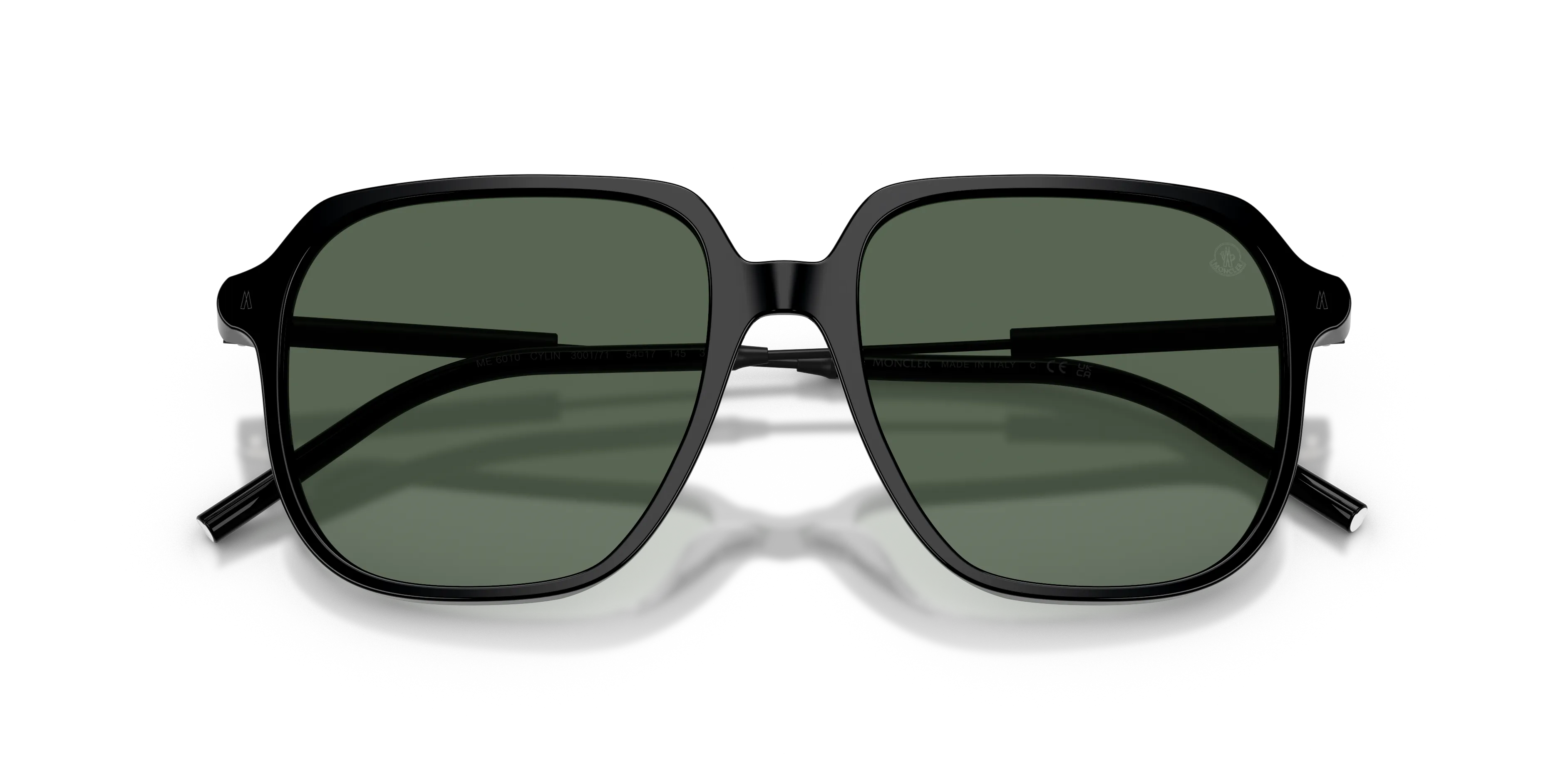 Moncler ME6010 CYLIN 300171 Occhiali da sole Acetato Nero Verde Pilot Normale - immagine 2