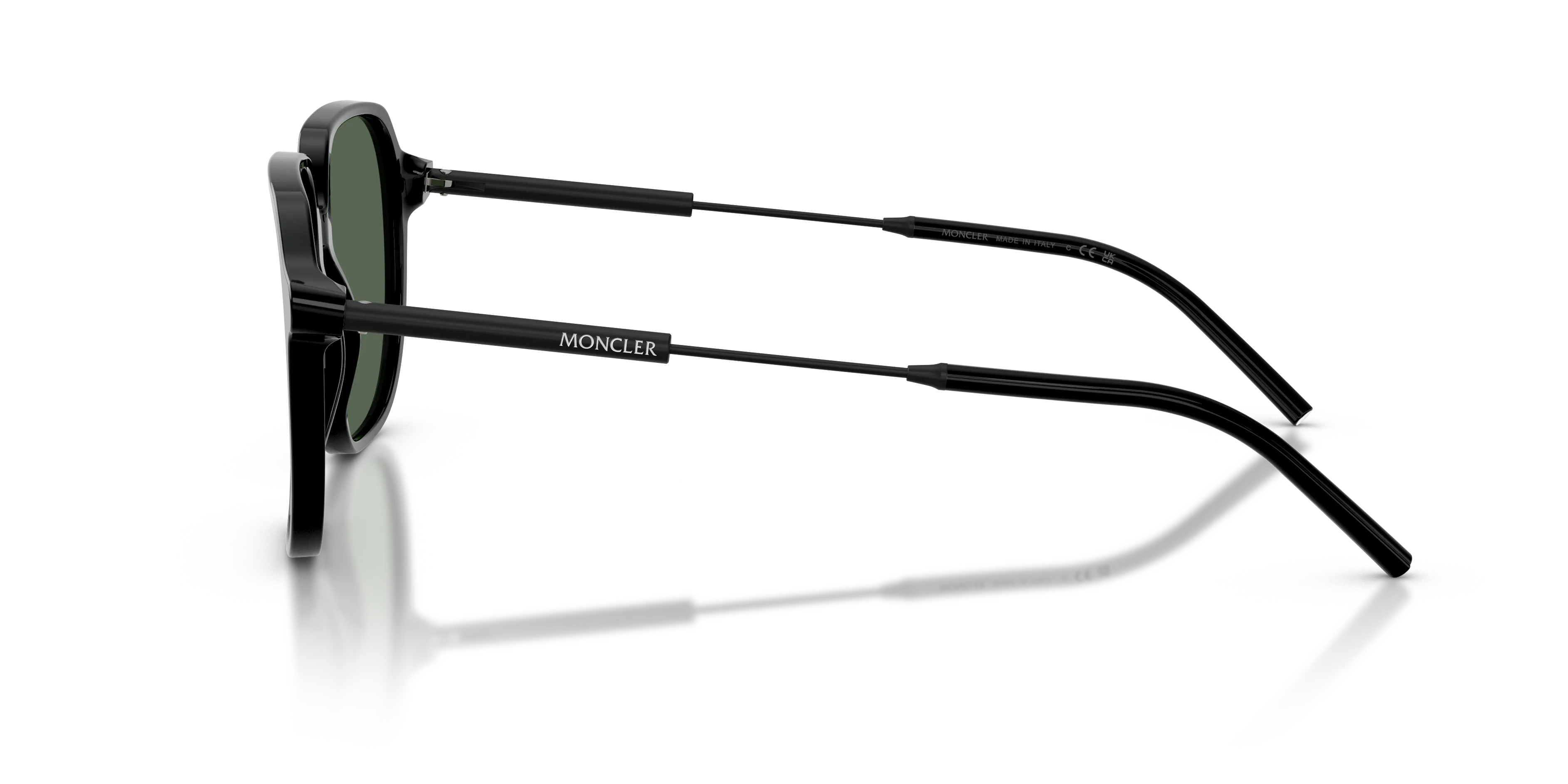 Moncler ME6010 CYLIN 300171 Occhiali da sole Acetato Nero Verde Pilot Normale - immagine 4
