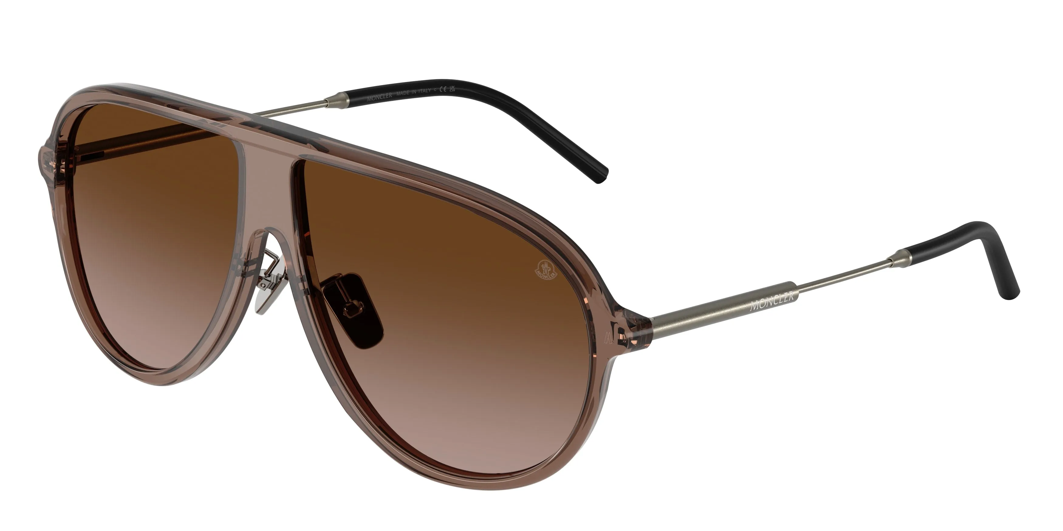 Moncler ME6009 GLYDE 301813 Occhiali da sole Acetato Marrone Marrone Pilot Normale Sfumato - immagine 1