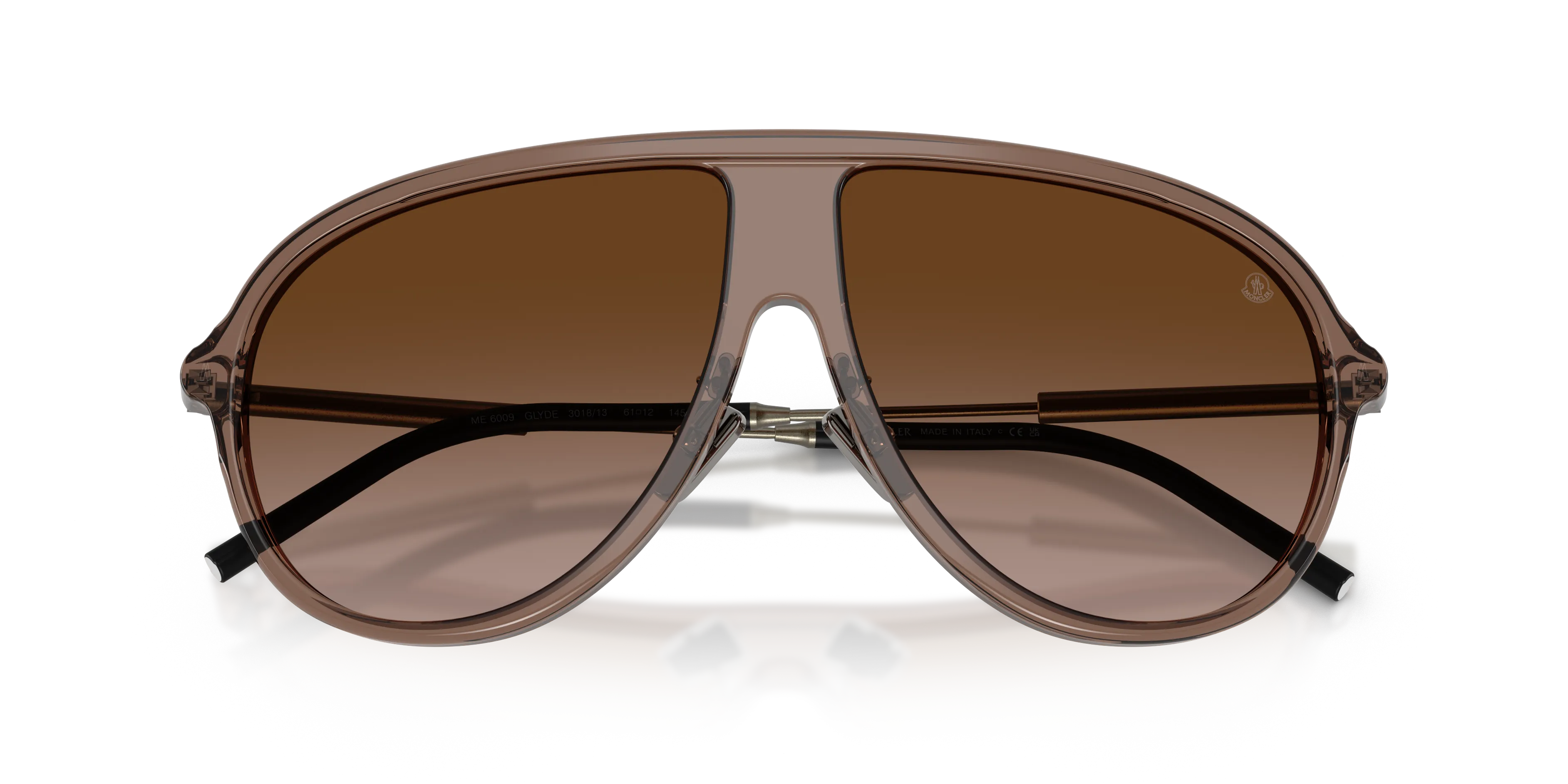 Moncler ME6009 GLYDE 301813 Occhiali da sole Acetato Marrone Marrone Pilot Normale Sfumato - immagine 2