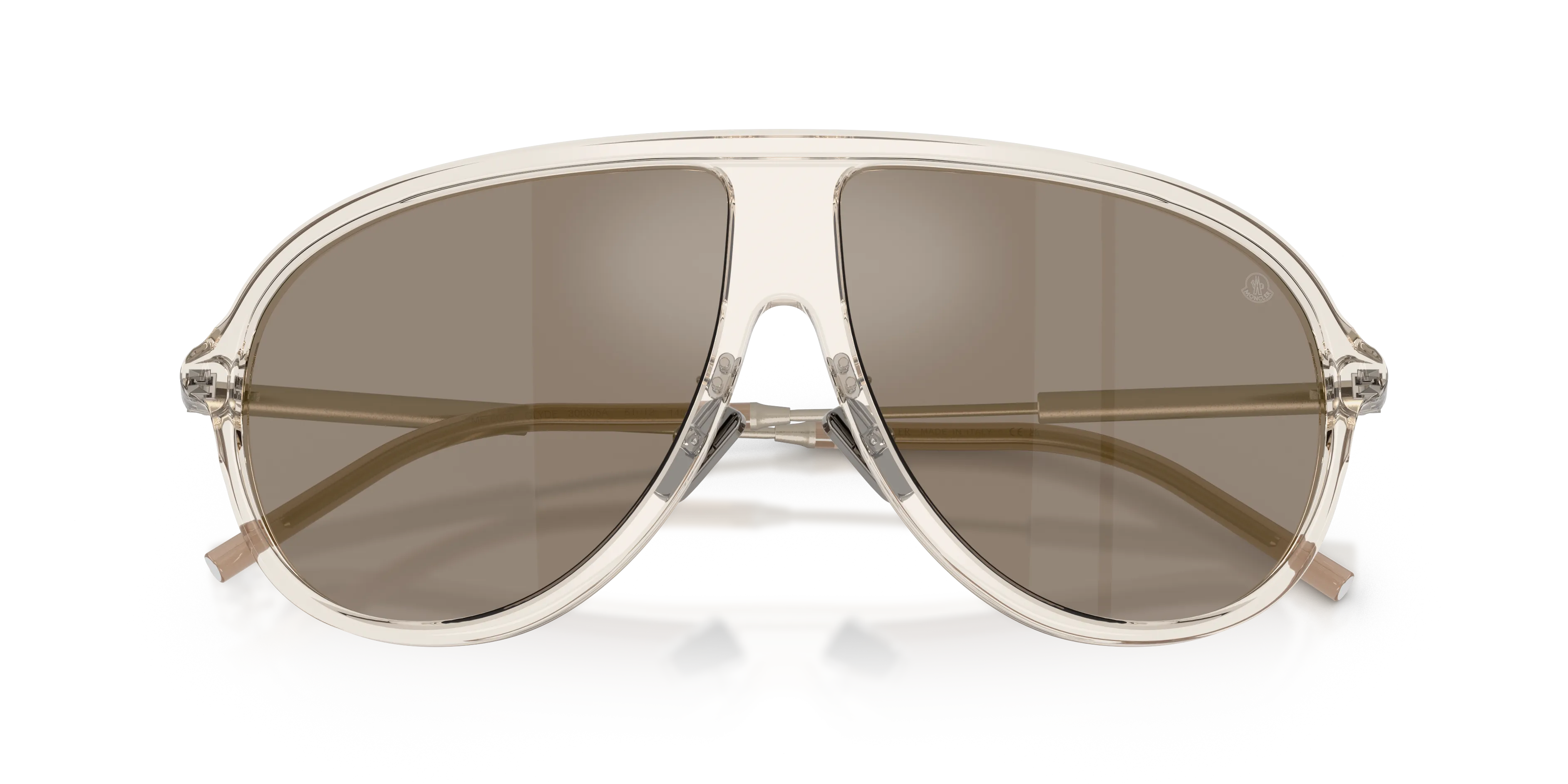 Moncler ME6009 GLYDE 30035A Occhiali da sole Acetato Trasparente Marrone Pilot Normale Specchiato - immagine 2