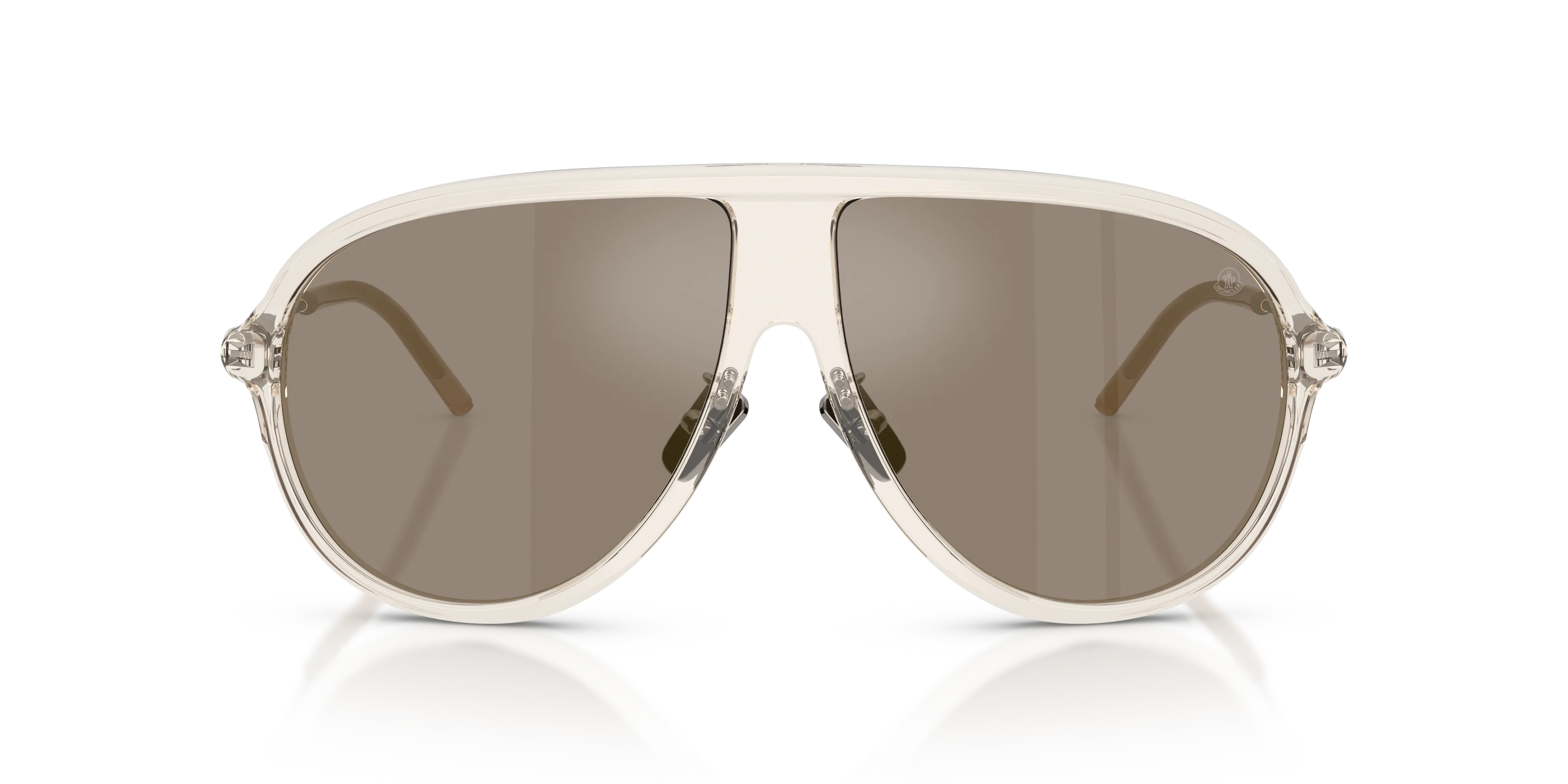 Moncler ME6009 GLYDE 30035A Occhiali da sole Acetato Trasparente Marrone Pilot Normale Specchiato - immagine 3
