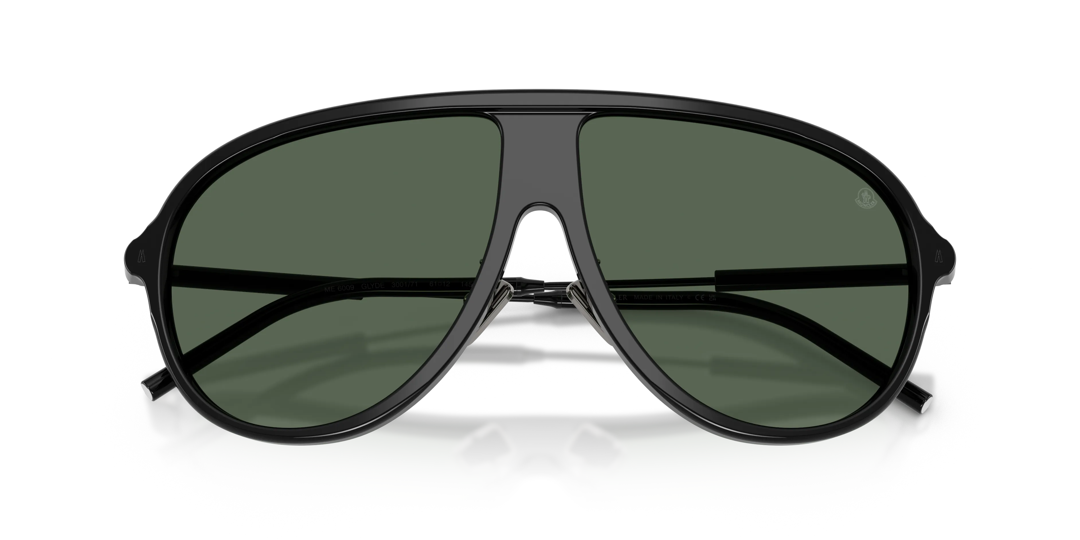Moncler ME6009 GLYDE 300171 Occhiali da sole Acetato Nero Verde Pilot Normale - immagine 2