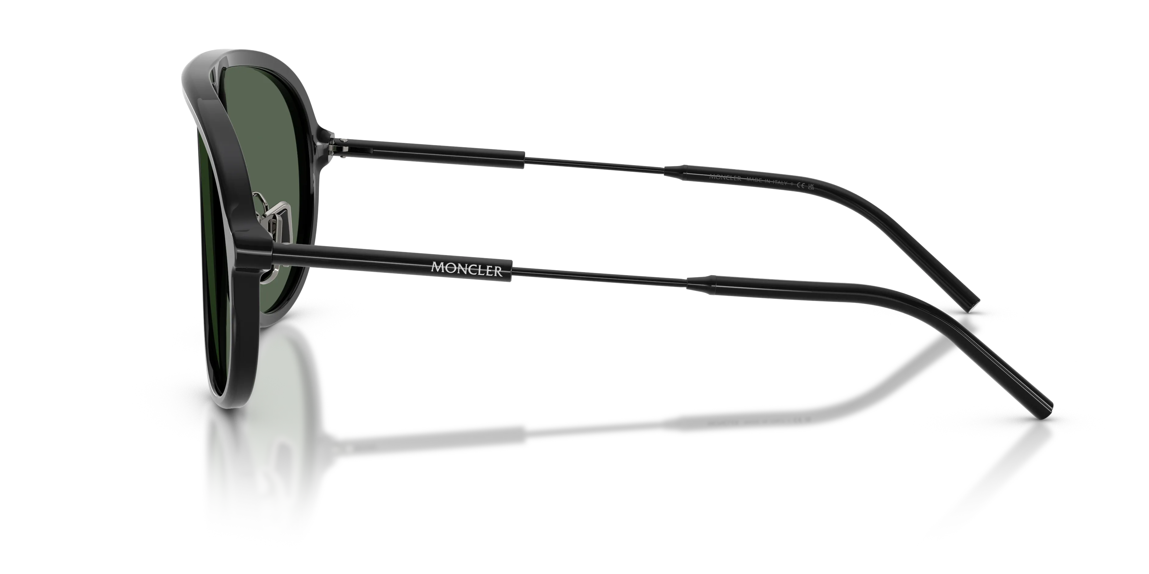 Moncler ME6009 GLYDE 300171 Occhiali da sole Acetato Nero Verde Pilot Normale - immagine 4
