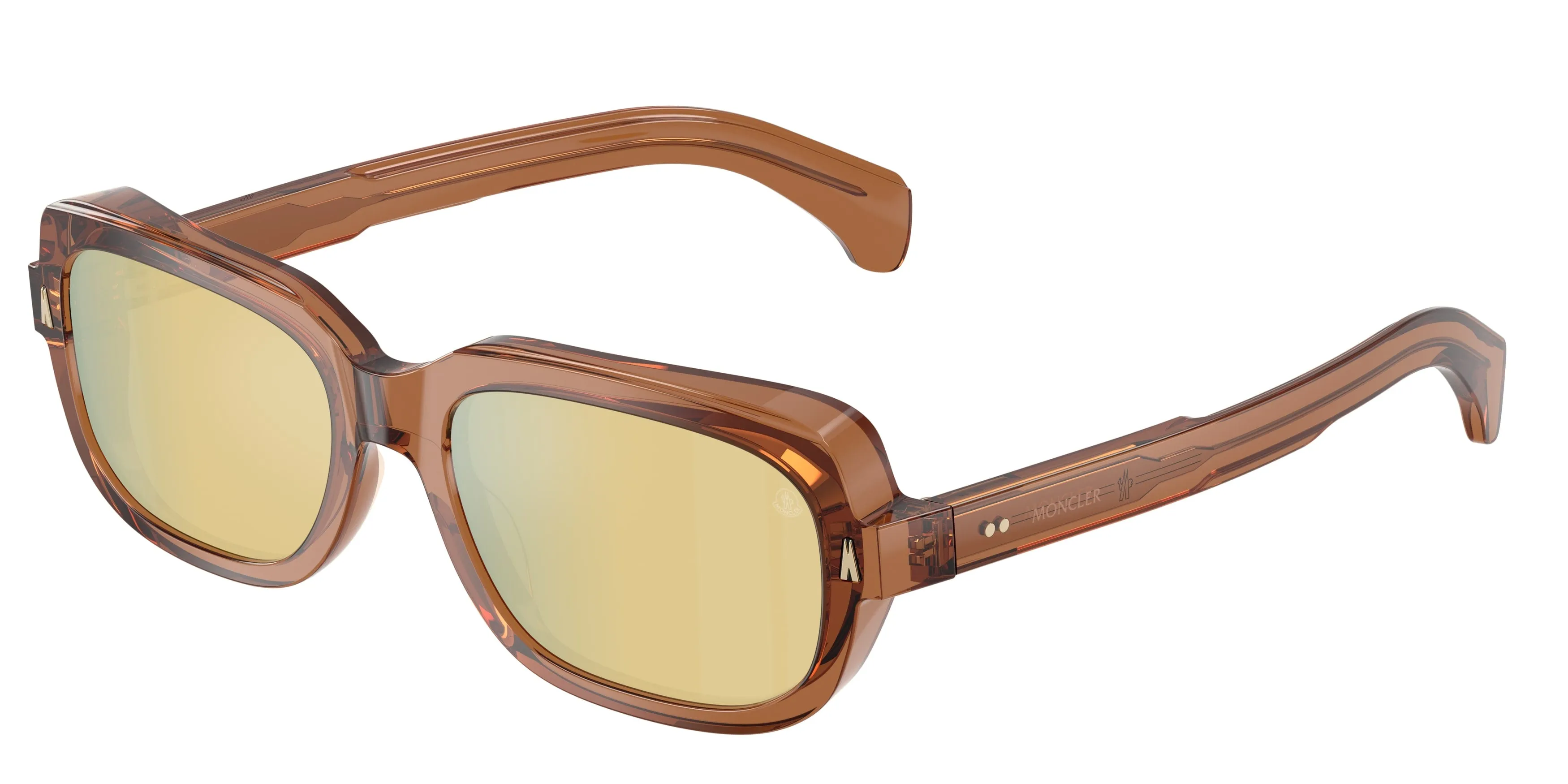 Moncler ME6008 SUNTRAP 3017F9 Occhiali da sole Acetato Arancione Marrone Pillow Specchiate - immagine 1