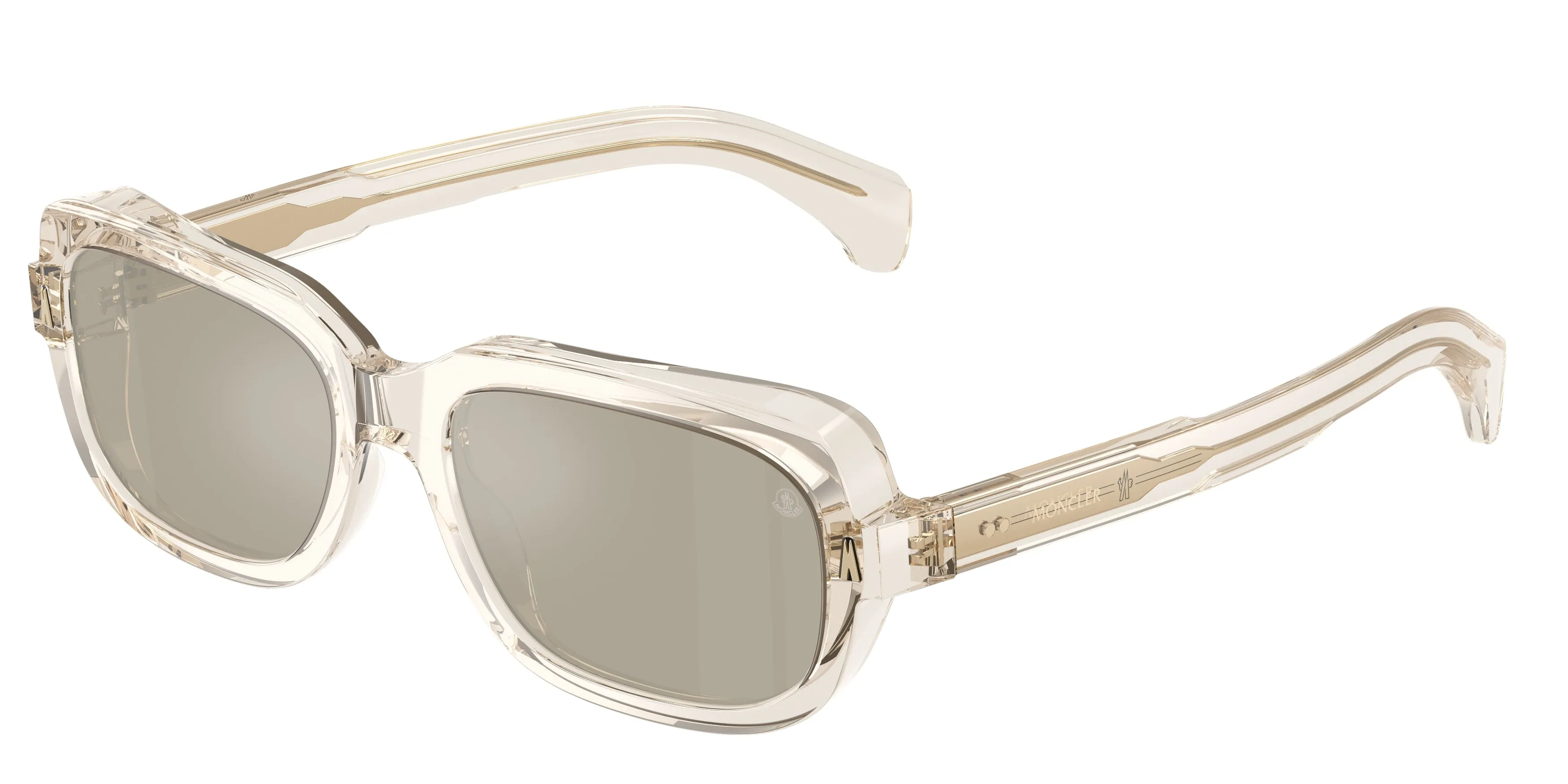 Moncler ME6008 SUNTRAP 30035A Occhiali da sole Acetato Trasparente Marrone Pillow Normale Specchiato - immagine 1