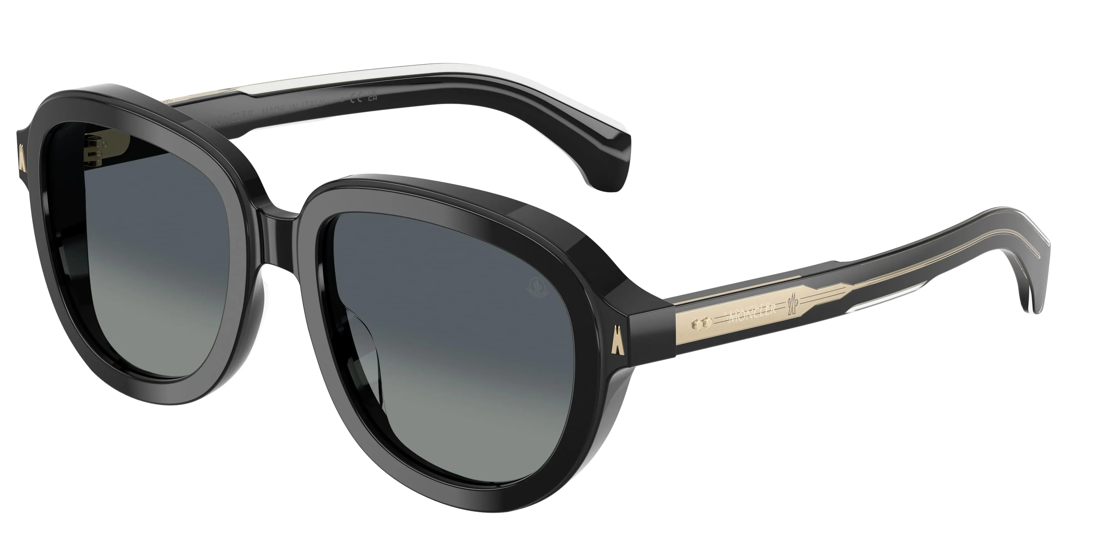 Moncler ME6007U CIRSEE 30013C Occhiali da sole Acetato Nero Grigio Pilot Normale Sfumato - immagine 1
