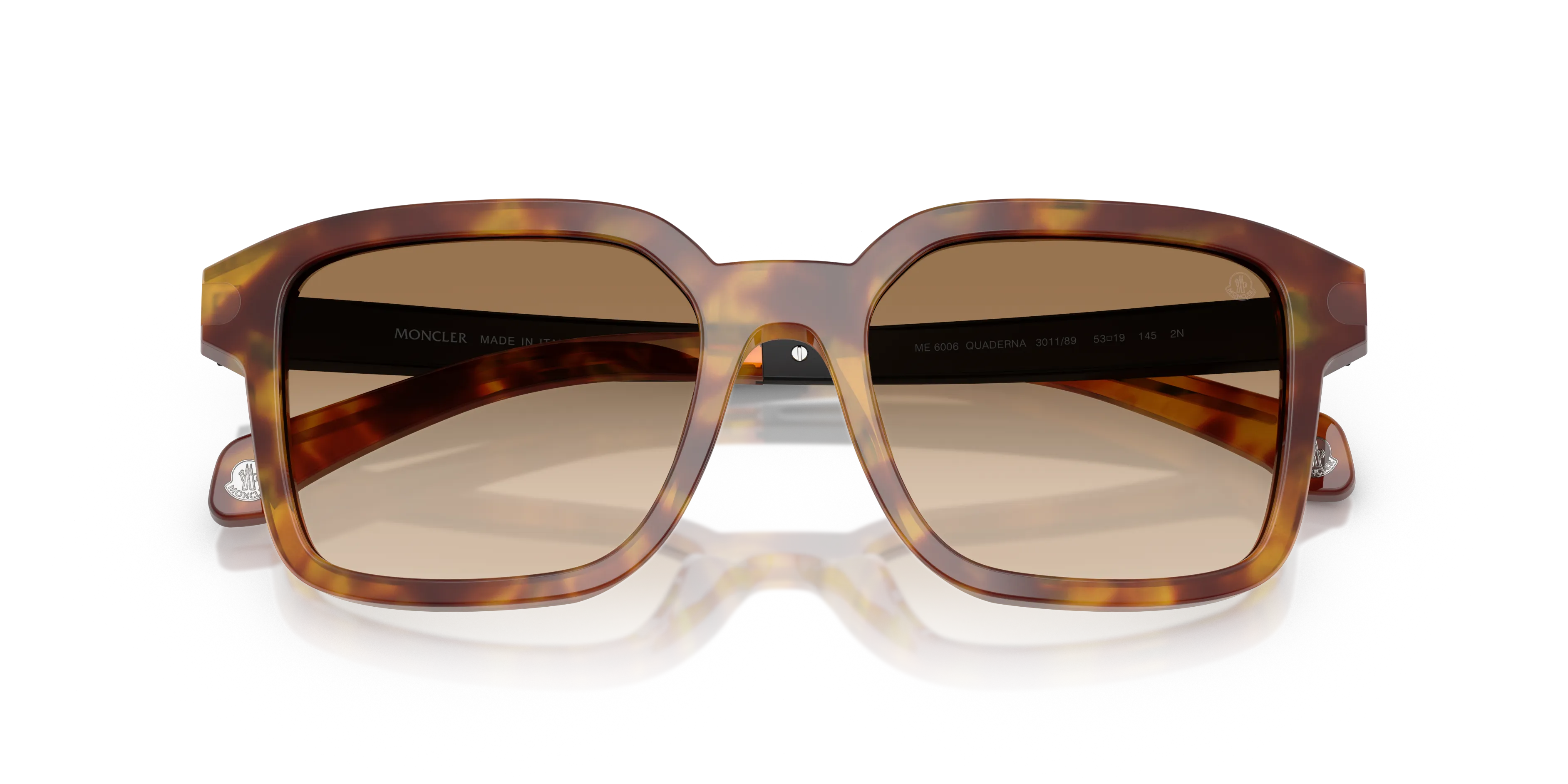 Moncler ME6006 QUADERNA 301189 Occhiali da sole Acetato Tartaruga Marrone Squadrata Normale Sfumato - immagine 2