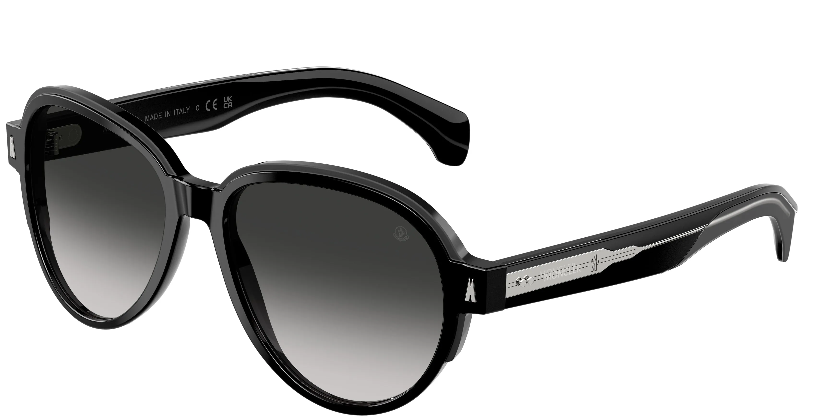 Moncler ME6005 SWANSPAN 30013C Occhiali da sole Acetato Nero Grigio Pilot Normale Sfumato - immagine 1