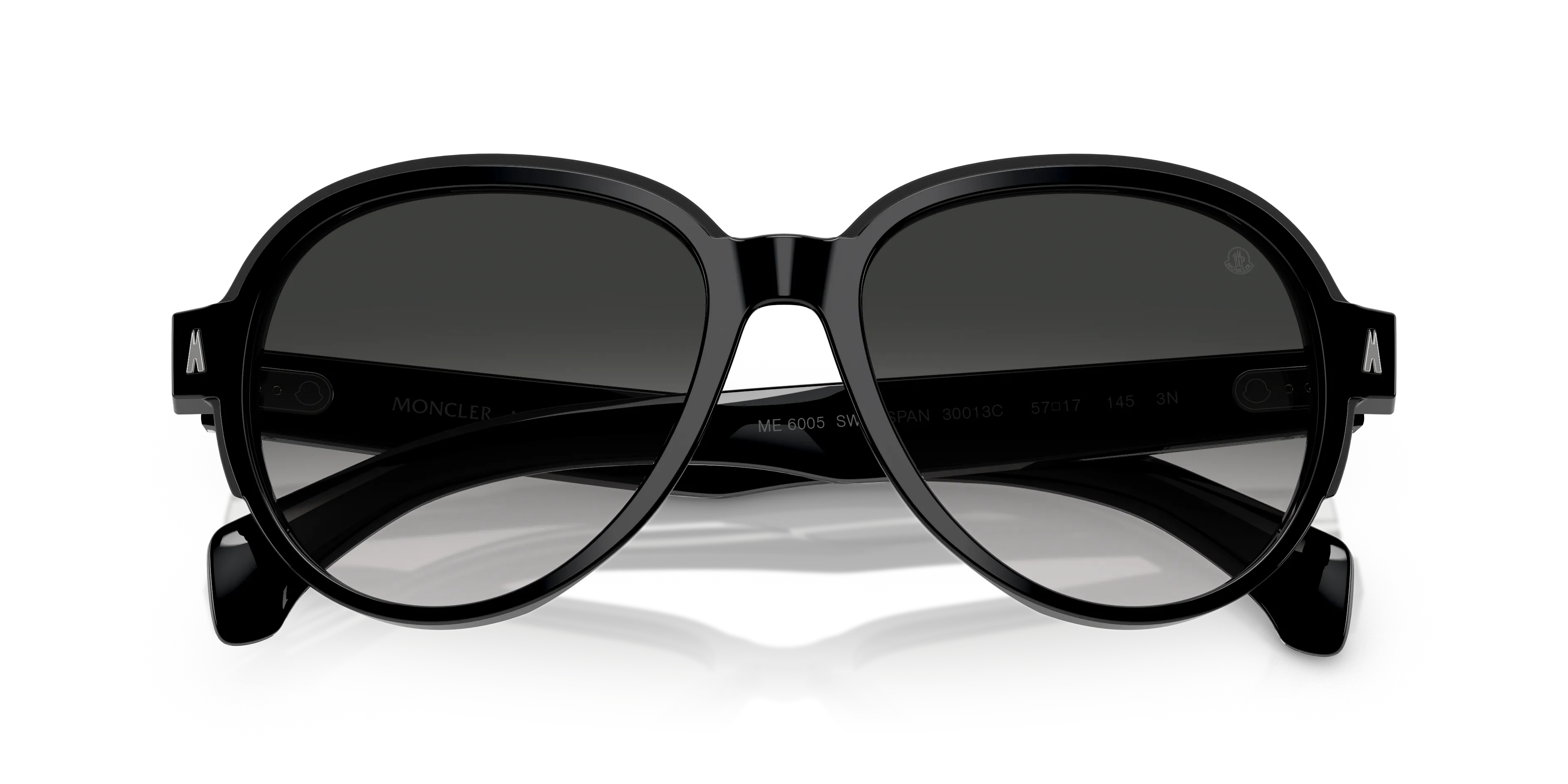Moncler ME6005 SWANSPAN 30013C Occhiali da sole Acetato Nero Grigio Pilot Normale Sfumato - immagine 2