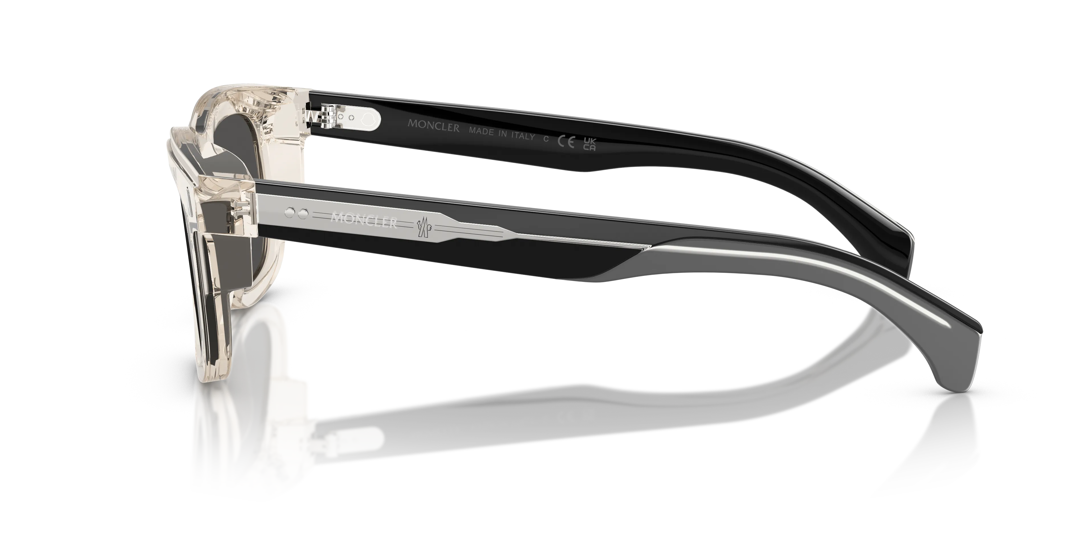 Moncler ME6004 CLARO 300387 Occhiali da sole Acetato Bianco Grigio Squadrata Normale - immagine 4