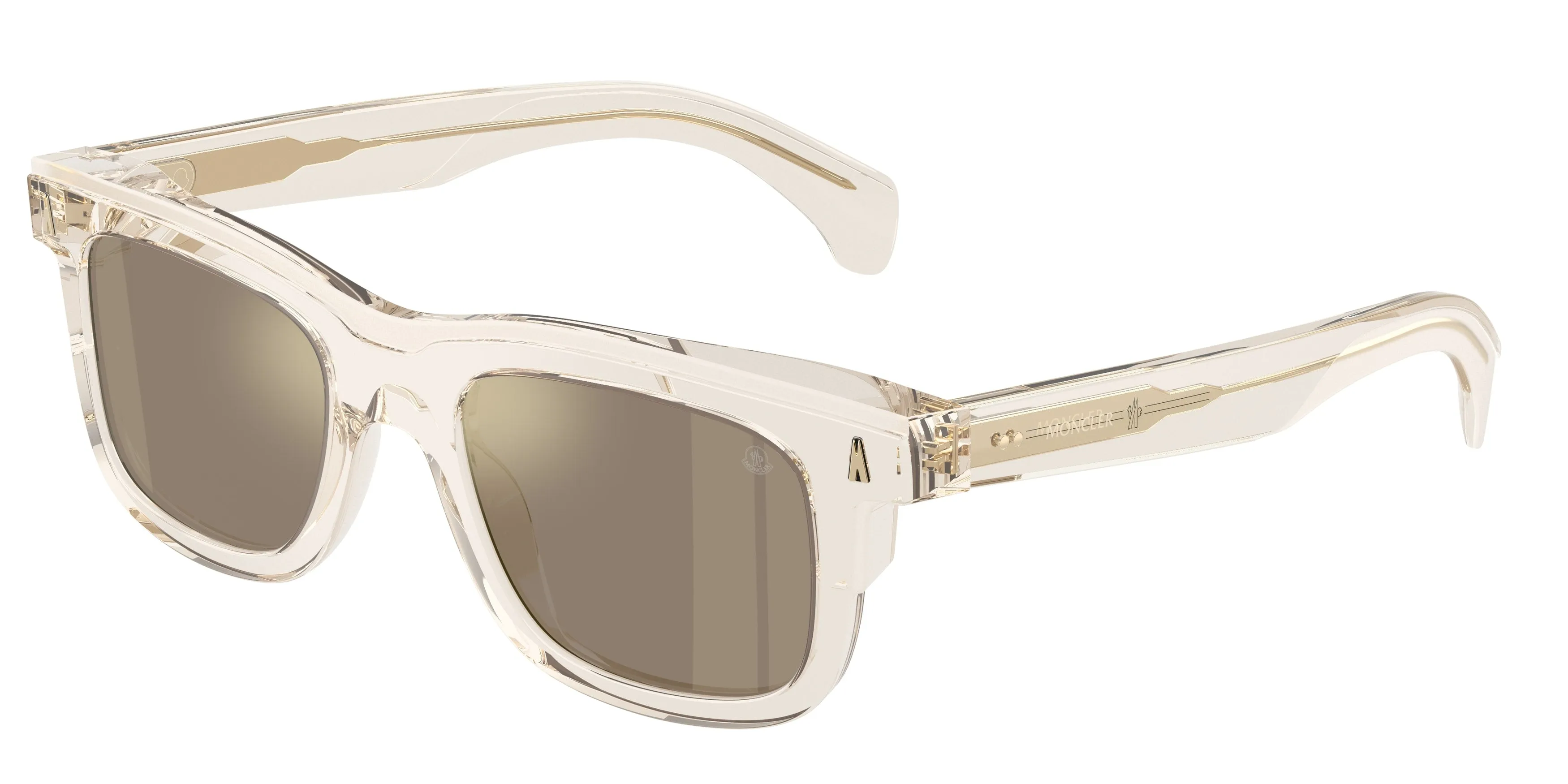 Moncler ME6004 CLARO 30035A Occhiali da sole Acetato Bianco Marrone Squadrata Specchiate - immagine 1