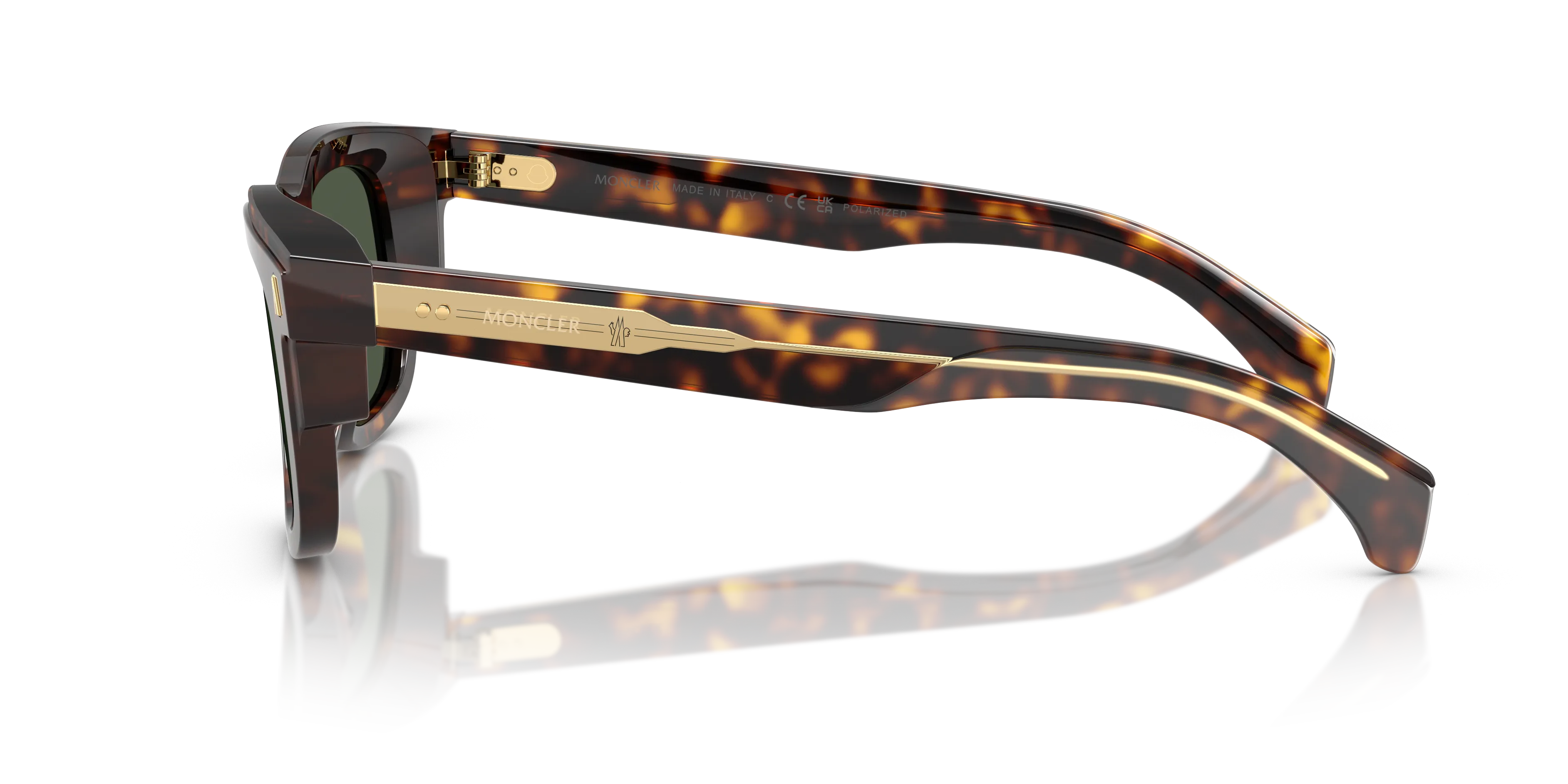Moncler ME6004 CLARO 30029A Occhiali da sole Acetato Tartaruga Verde Squadrata Polarizzata - immagine 4