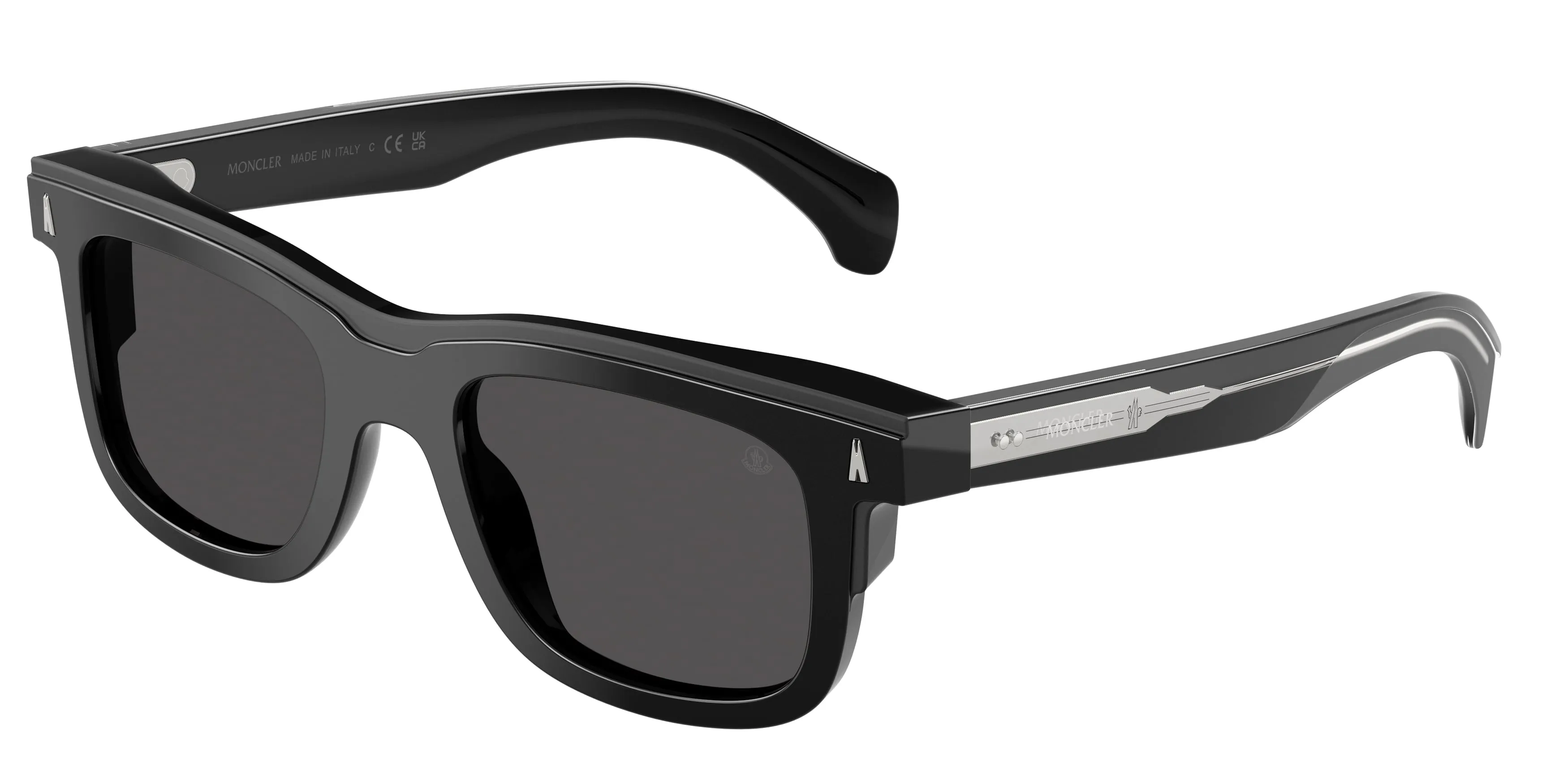 Moncler ME6004 CLARO 300187 Occhiali da sole Acetato Nero Grigio Squadrata Normale - immagine 1