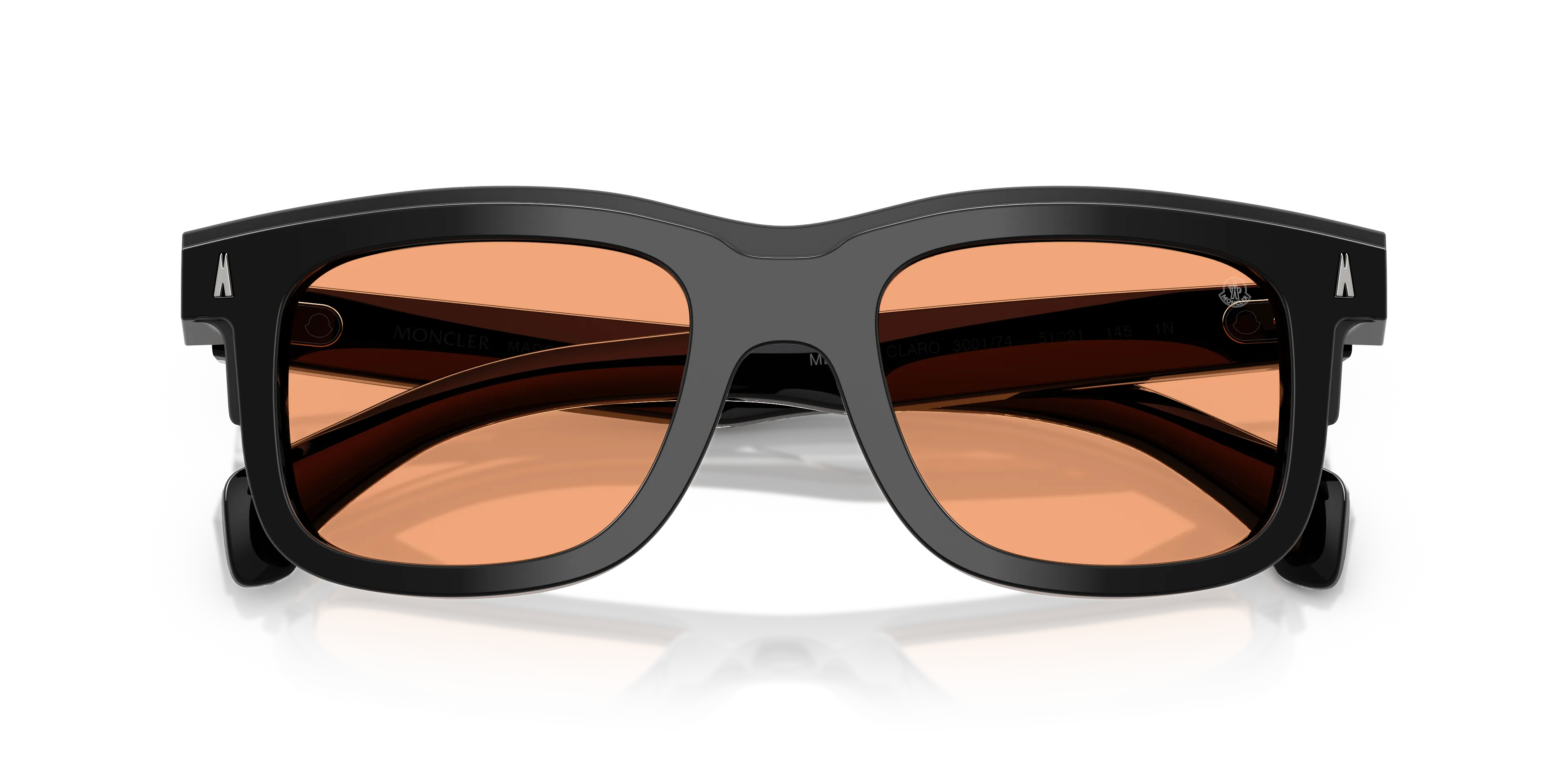 Moncler ME6004 CLARO 300174 Occhiali da sole Acetato Nero Arancione Squadrata Normale - immagine 2