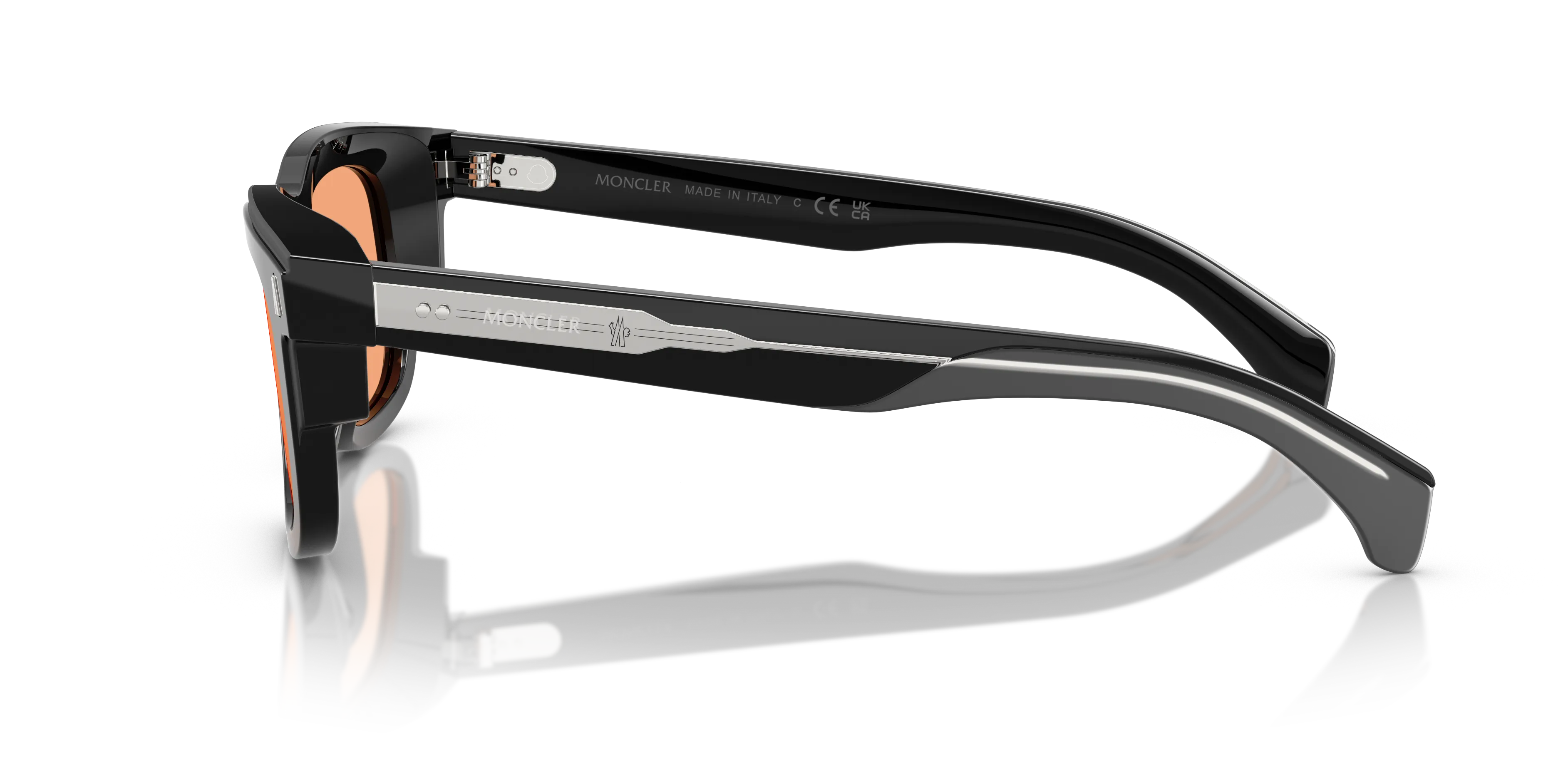 Moncler ME6004 CLARO 300174 Occhiali da sole Acetato Nero Arancione Squadrata Normale - immagine 4