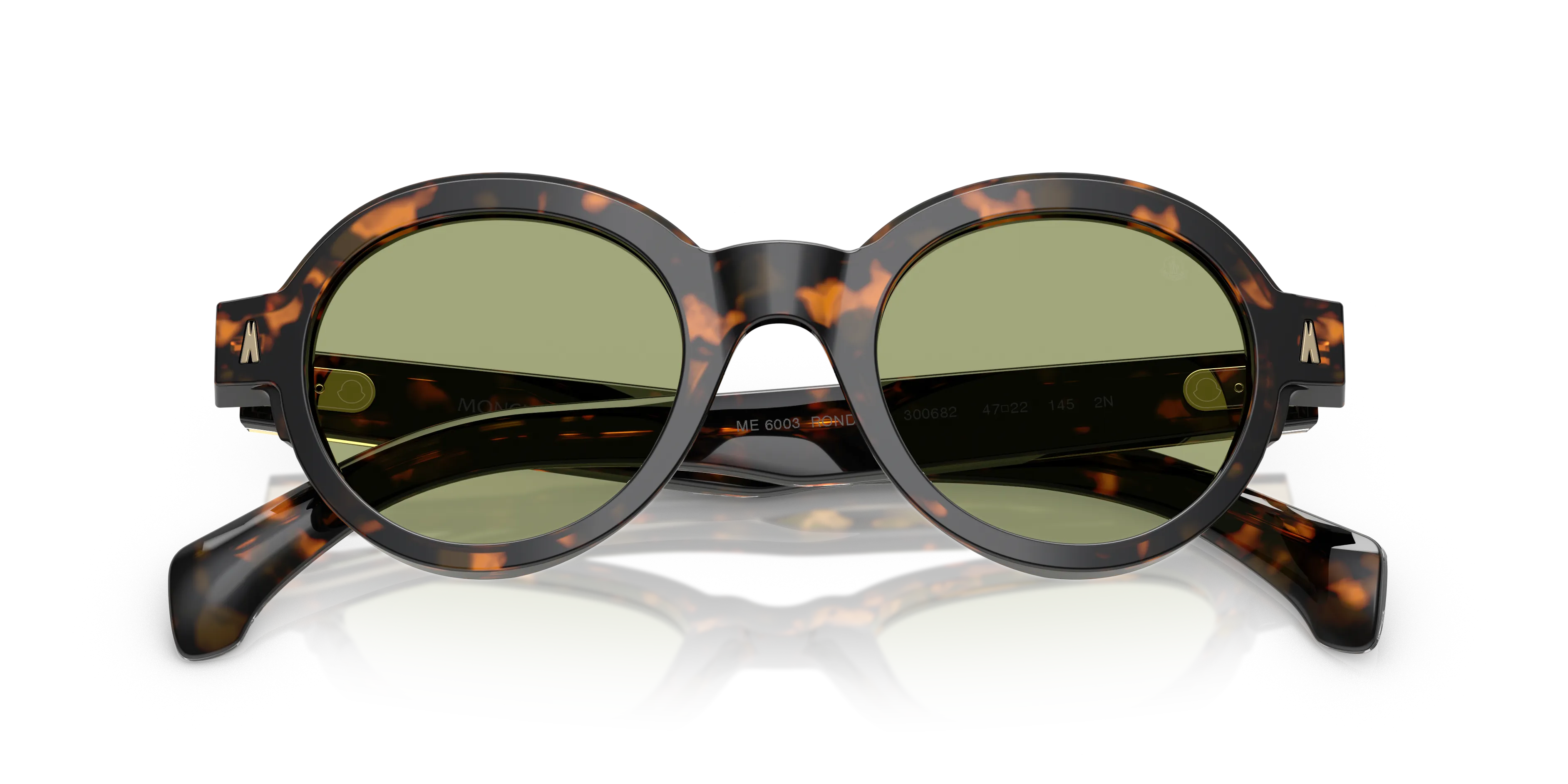 Moncler ME6003 RONDOSA 300682 Occhiali da sole Acetato Tartaruga Verde Rotonda Normale - immagine 2