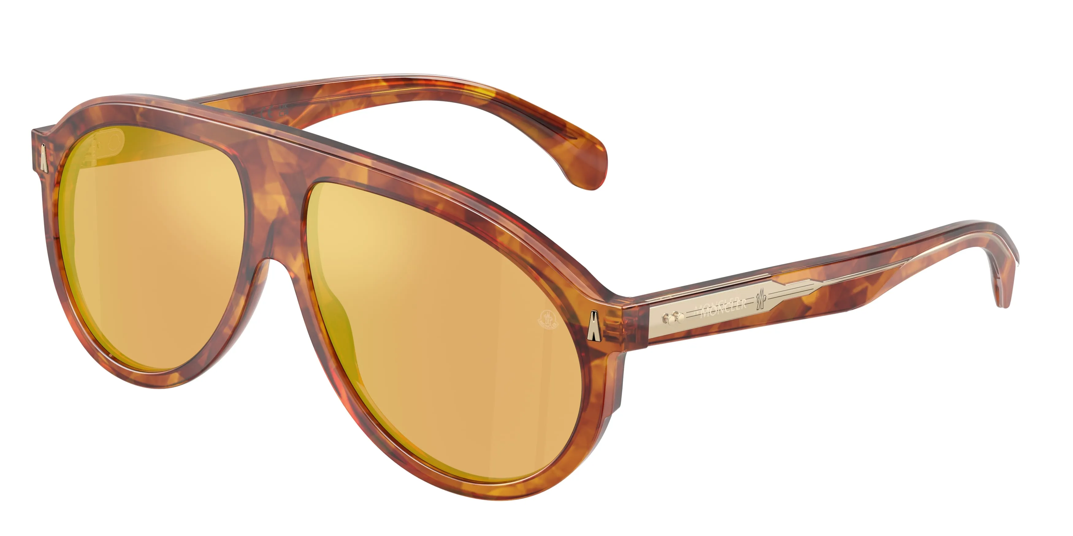 Moncler ME6001 FHAITE 30047J Occhiali da sole Acetato Tartaruga Arancione Pilot Specchiate - immagine 1