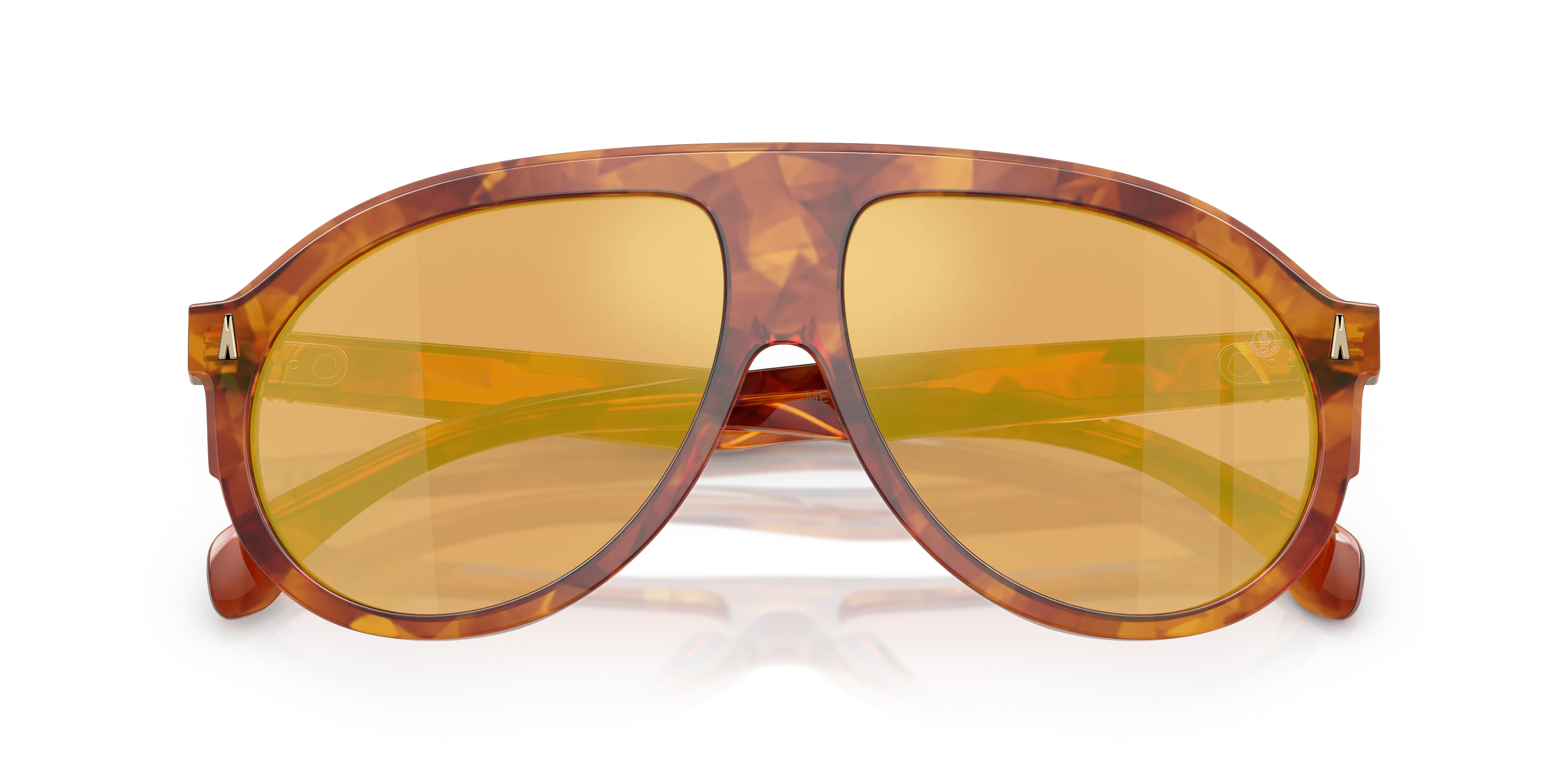 Moncler ME6001 FHAITE 30047J Occhiali da sole Acetato Tartaruga Arancione Pilot Specchiate - immagine 2