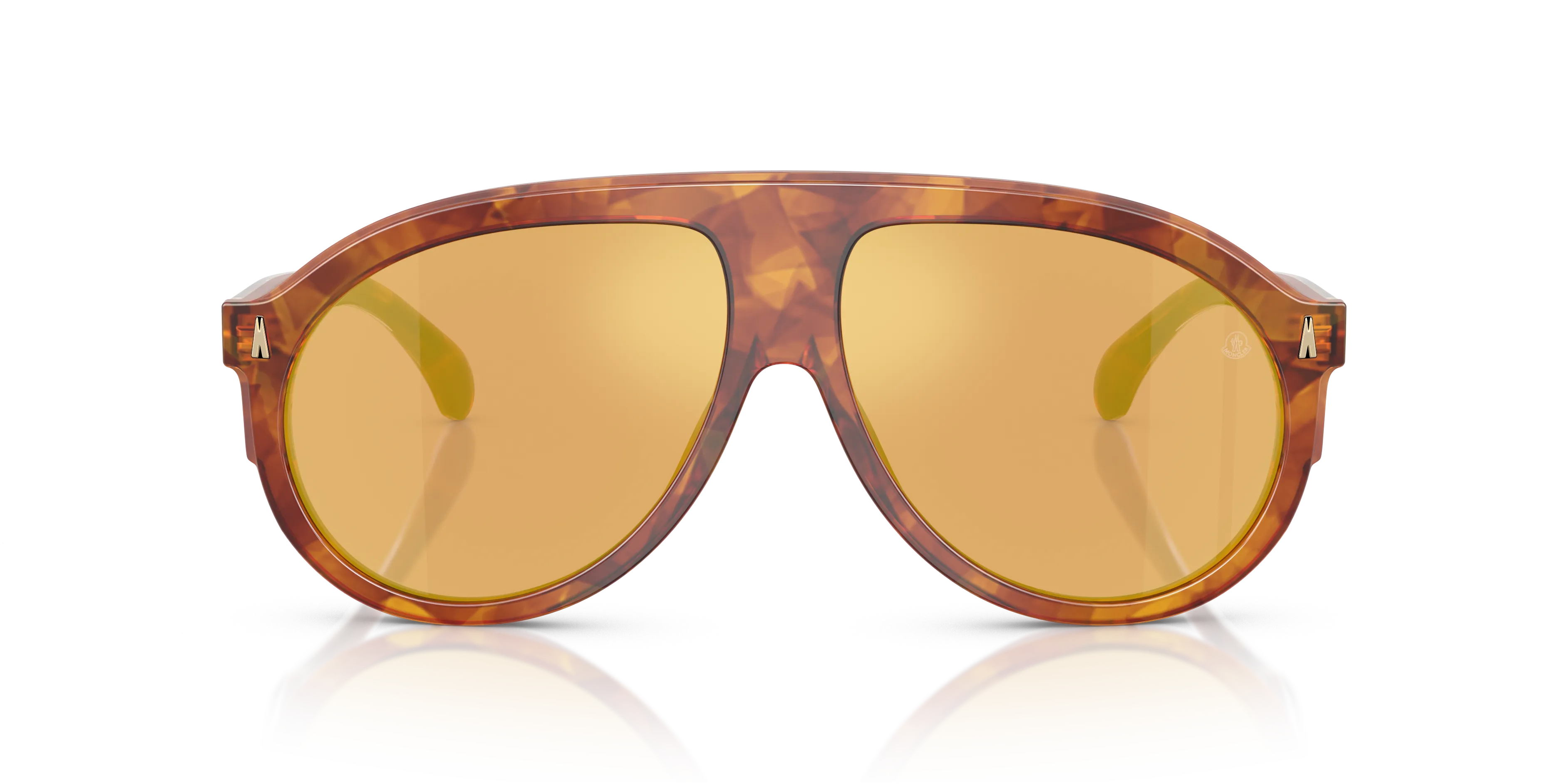 Moncler ME6001 FHAITE 30047J Occhiali da sole Acetato Tartaruga Arancione Pilot Specchiate - immagine 3