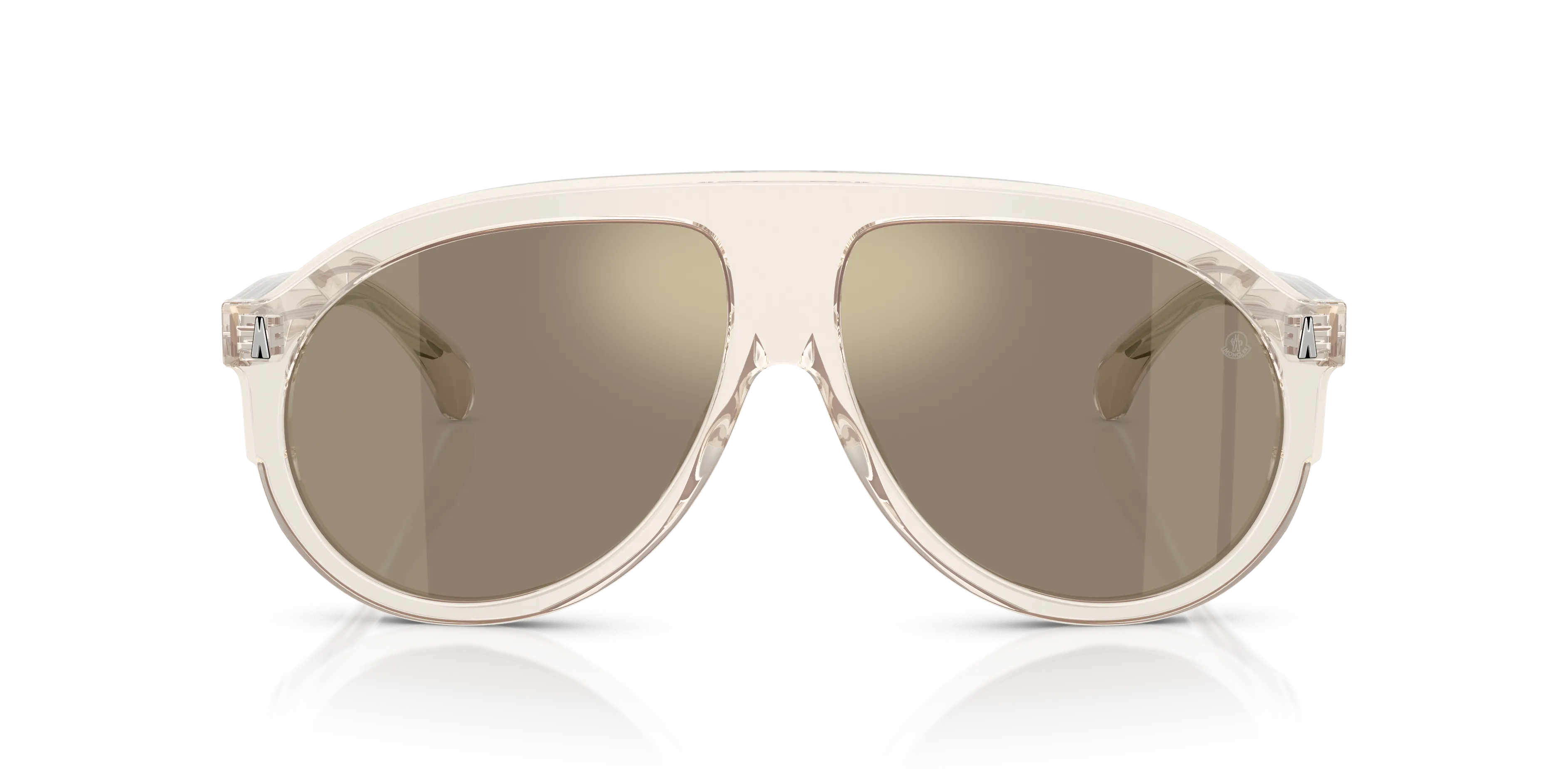 Moncler ME6001 FHAITE 30035A Occhiali da sole Acetato Bianco Marrone Pilot Specchiate - immagine 3