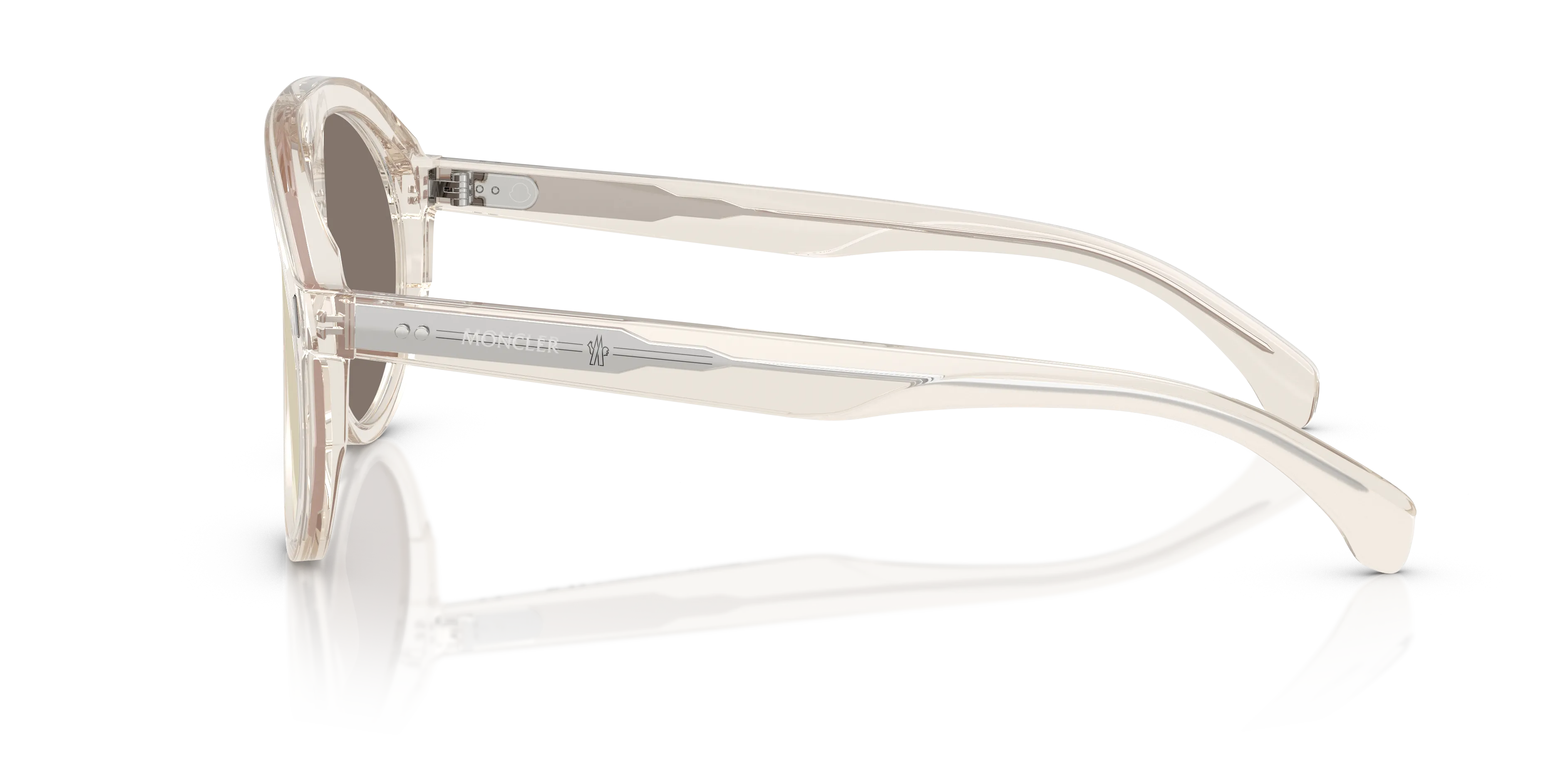 Moncler ME6001 FHAITE 30035A Occhiali da sole Acetato Bianco Marrone Pilot Specchiate - immagine 4