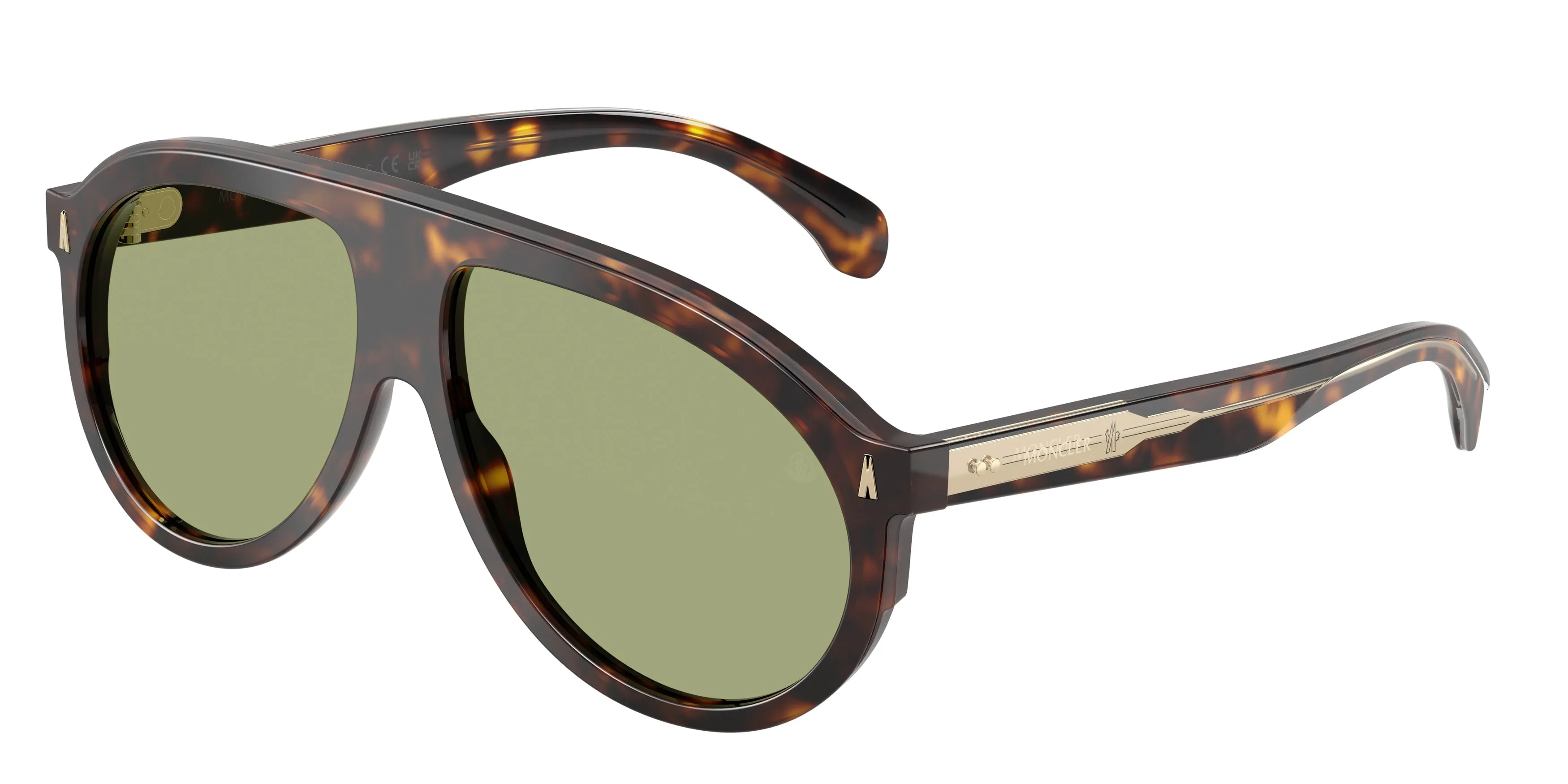 Moncler ME6001 FHAITE 300282 Occhiali da sole Acetato Tartaruga Verde Pilot Normale - immagine 1