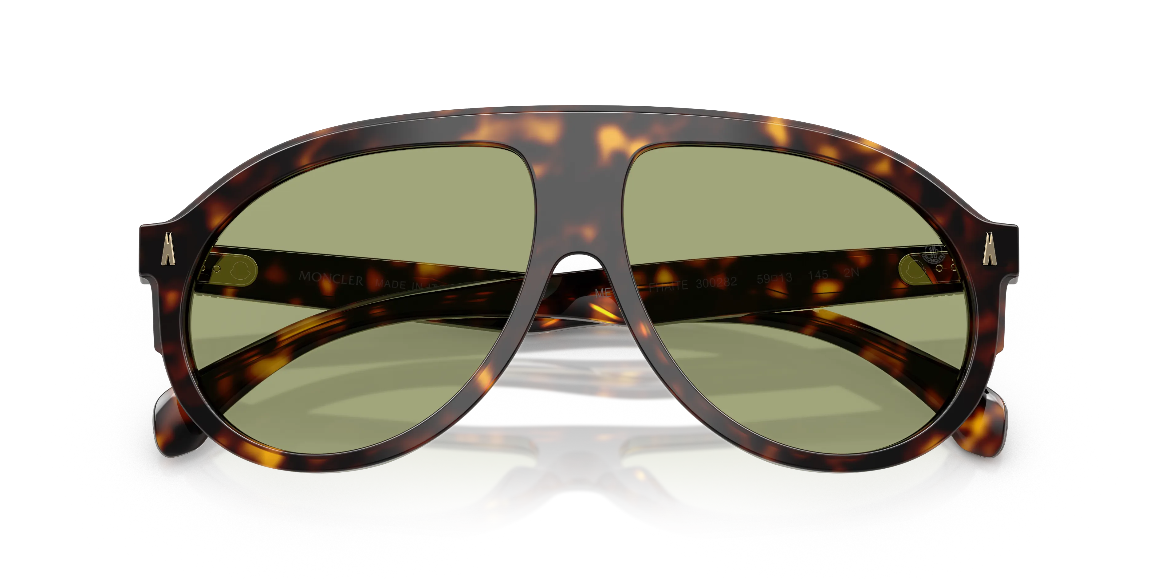 Moncler ME6001 FHAITE 300282 Occhiali da sole Acetato Tartaruga Verde Pilot Normale - immagine 2