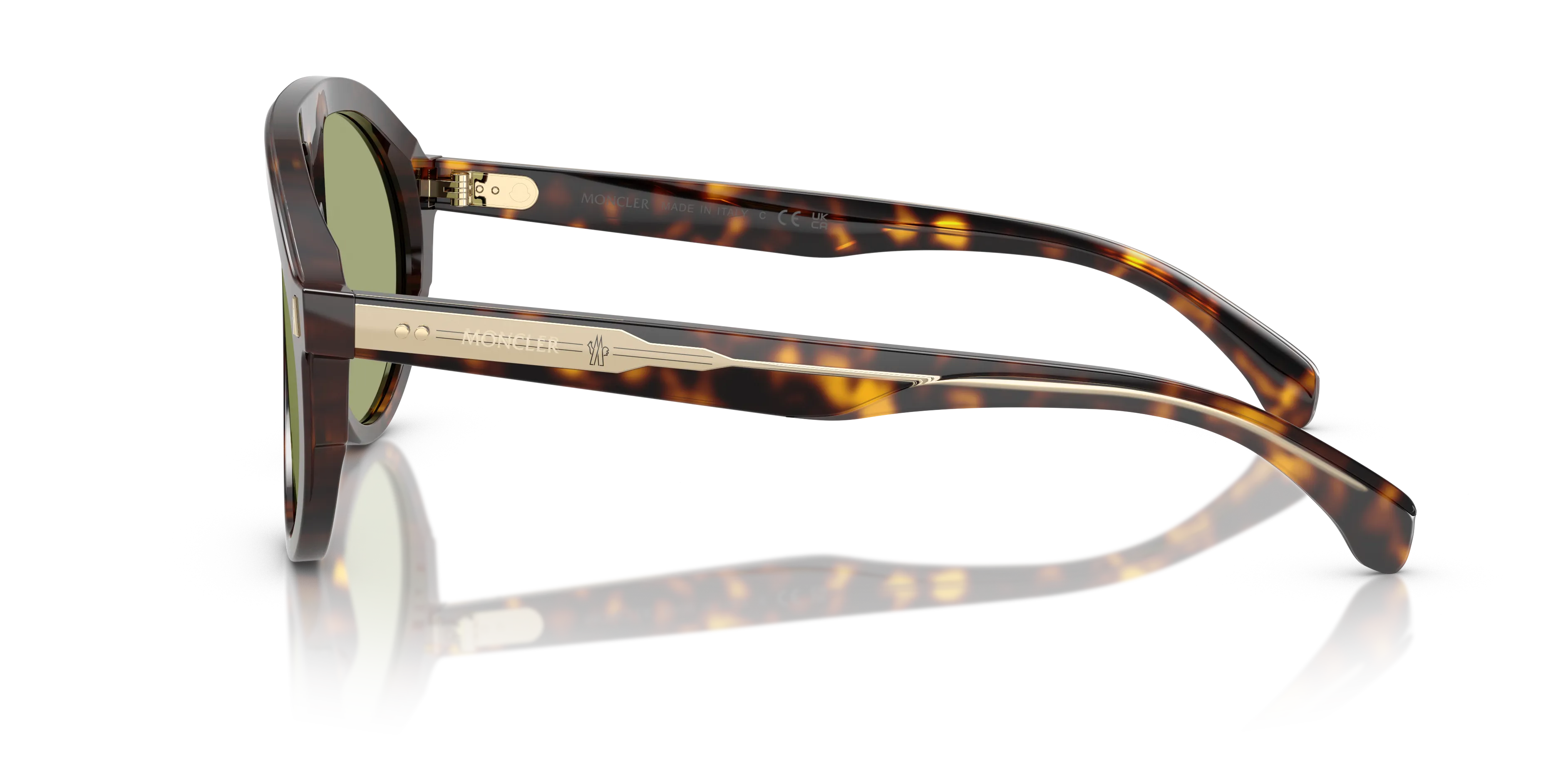 Moncler ME6001 FHAITE 300282 Occhiali da sole Acetato Tartaruga Verde Pilot Normale - immagine 4