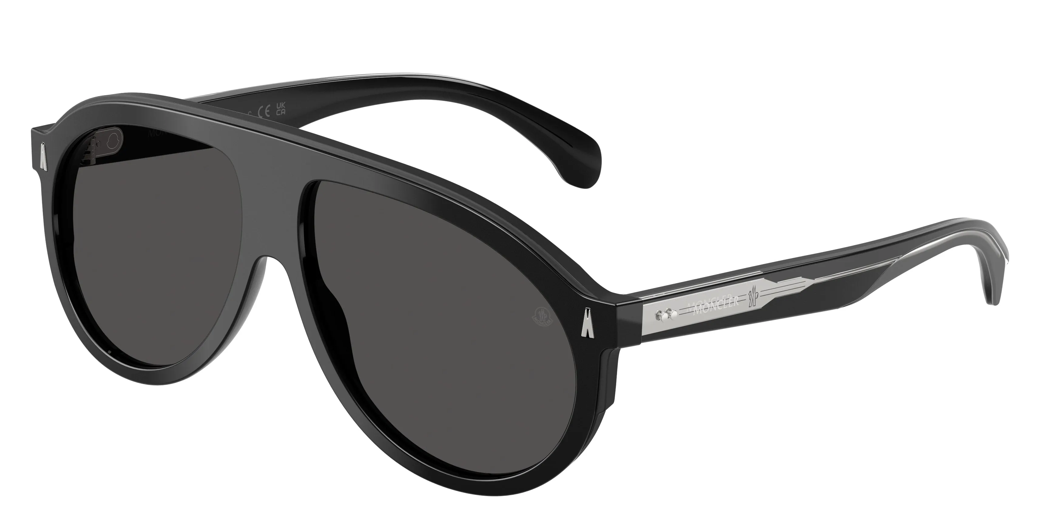 Moncler ME6001 FHAITE 300187 Occhiali da sole Acetato Nero Grigio Pilot Normale - immagine 1