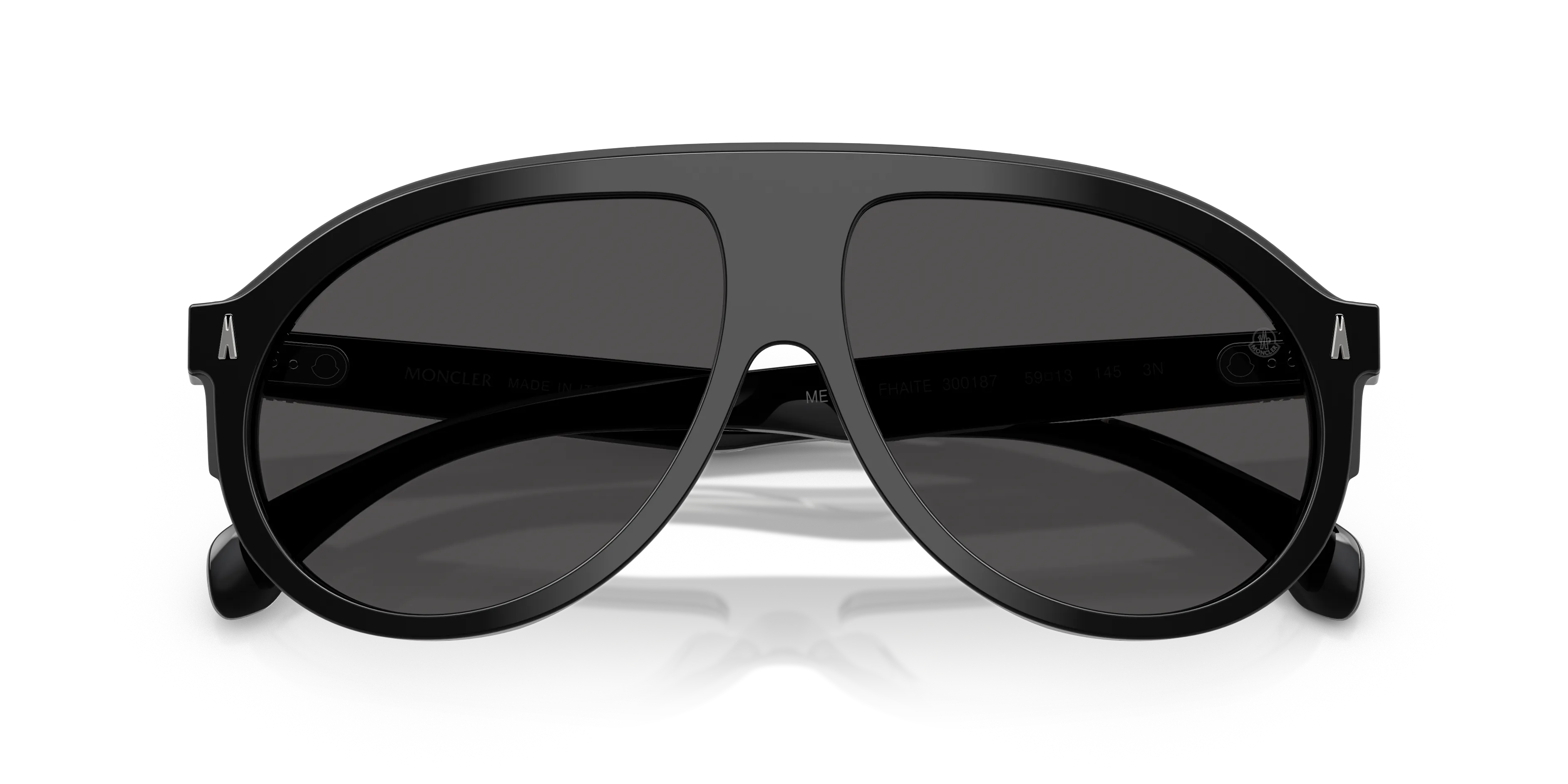 Moncler ME6001 FHAITE 300187 Occhiali da sole Acetato Nero Grigio Pilot Normale - immagine 2