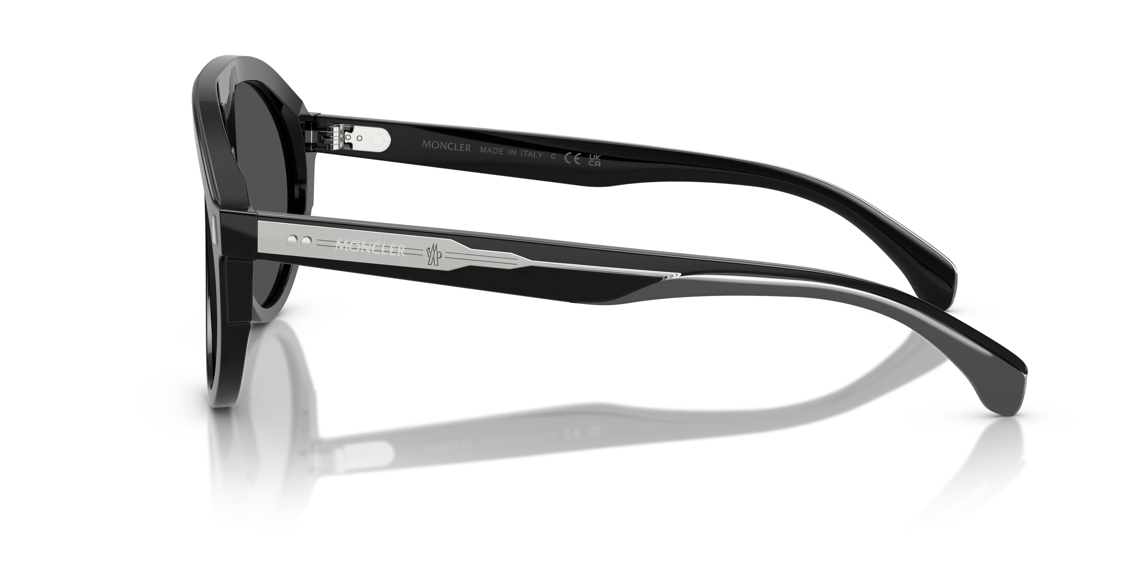 Moncler ME6001 FHAITE 300187 Occhiali da sole Acetato Nero Grigio Pilot Normale - immagine 4