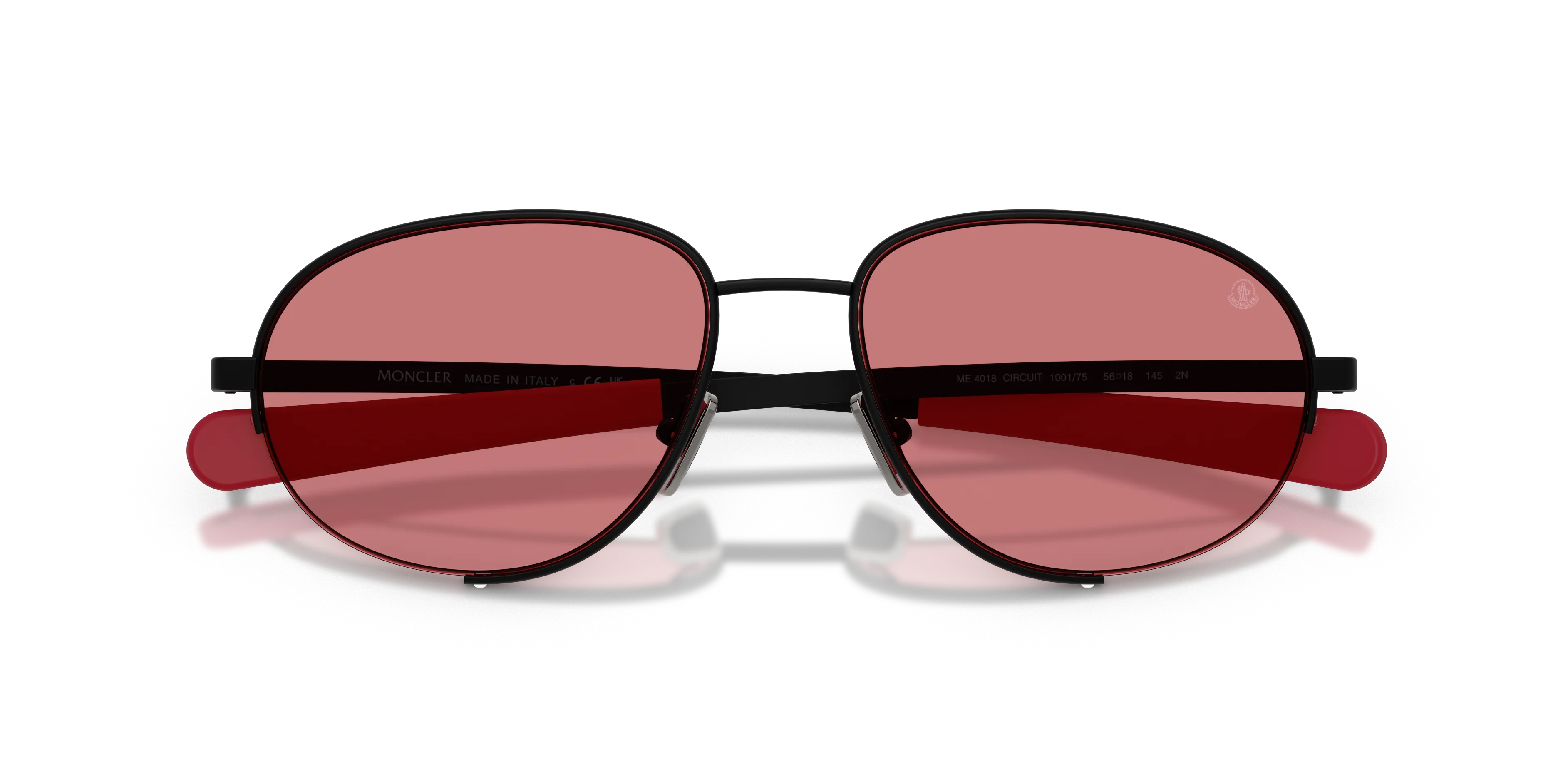 Moncler ME4018 CIRCUIT 100175 Occhiali da sole Metallo Nero Rosso Rotonda Normale - immagine 2