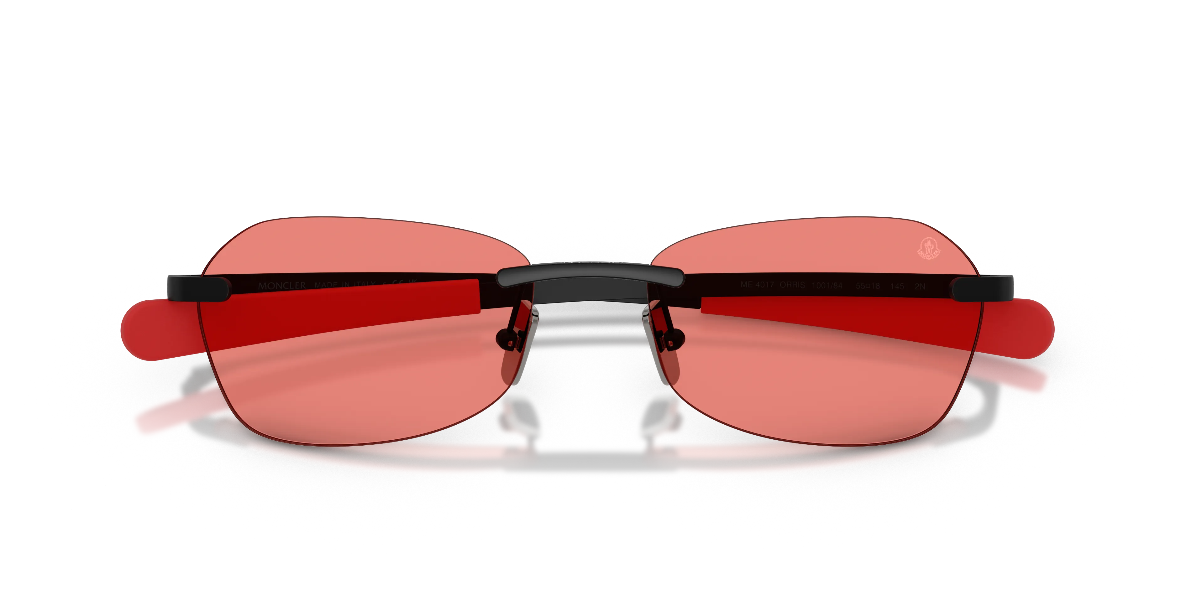 Moncler ME4017 ORRIS 100184 Occhiali da sole Metallo Nero Rosso Geometrica Normale - immagine 2