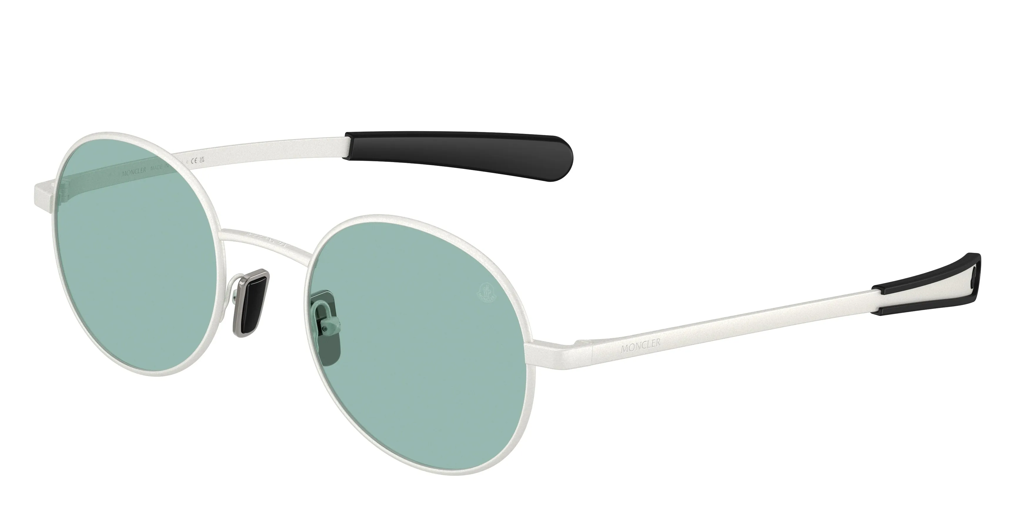 Moncler ME4016 CENTRO 100482 Occhiali da sole Metallo Argento Verde Rotonda Normale - immagine 1