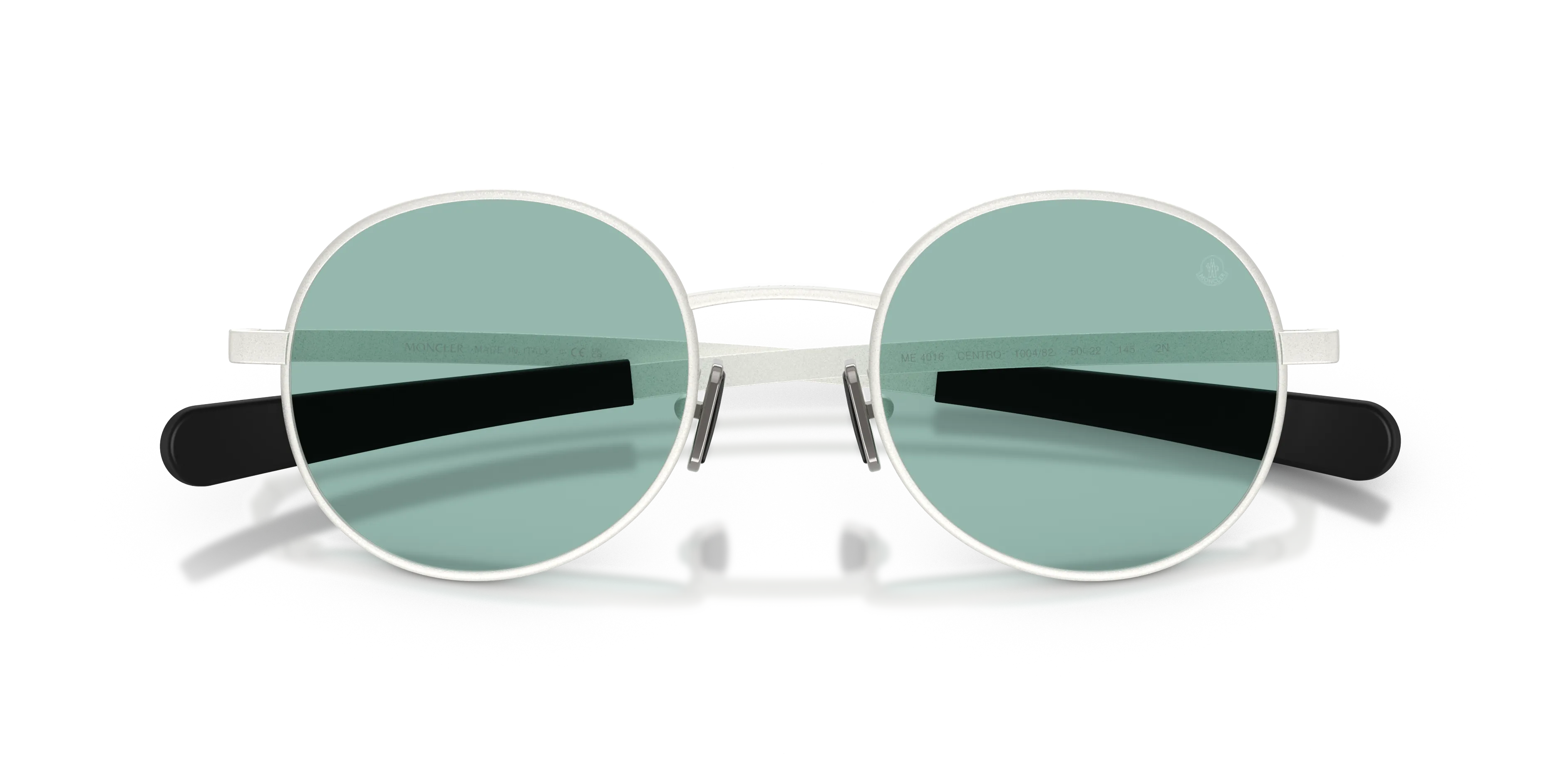 Moncler ME4016 CENTRO 100482 Occhiali da sole Metallo Argento Verde Rotonda Normale - immagine 2