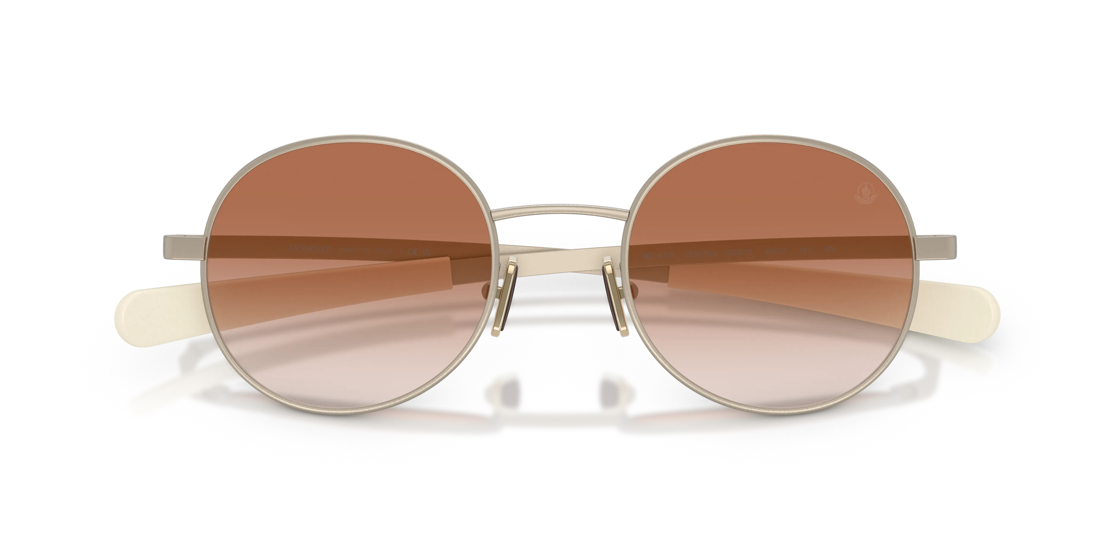 Moncler ME4016 CENTRO 100313 Occhiali da sole Metallo Bronzo Rosa Rotonda Normale Sfumato - immagine 2