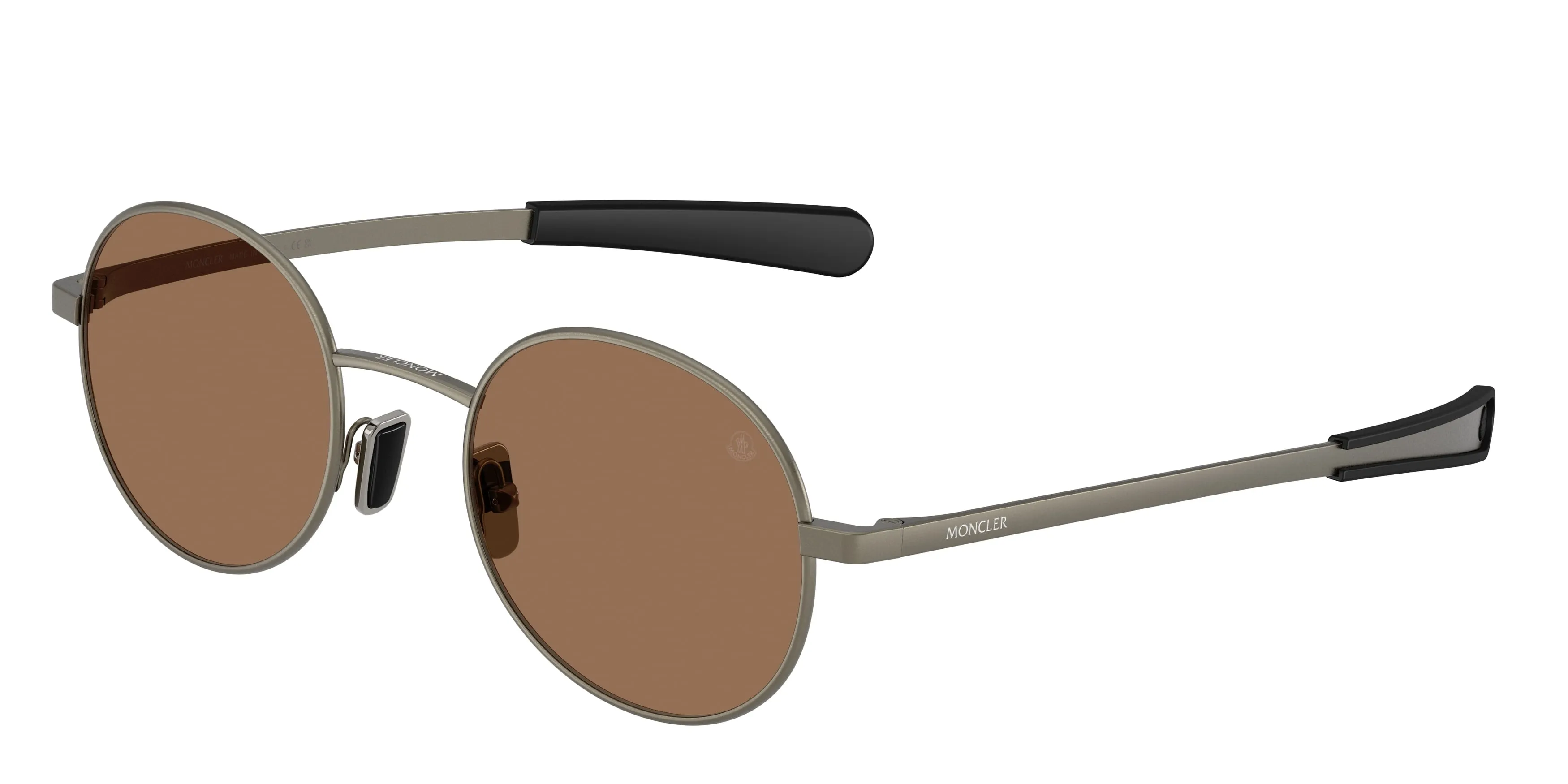 Moncler ME4016 CENTRO 100273 Occhiali da sole Metallo Grigio Marrone Rotonda Normale - immagine 1