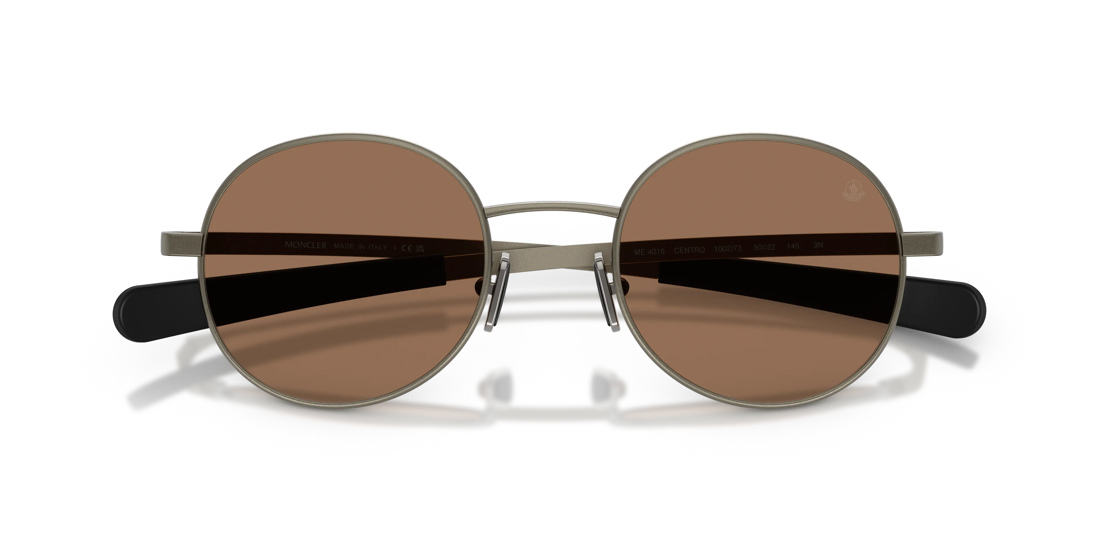 Moncler ME4016 CENTRO 100273 Occhiali da sole Metallo Grigio Marrone Rotonda Normale - immagine 2