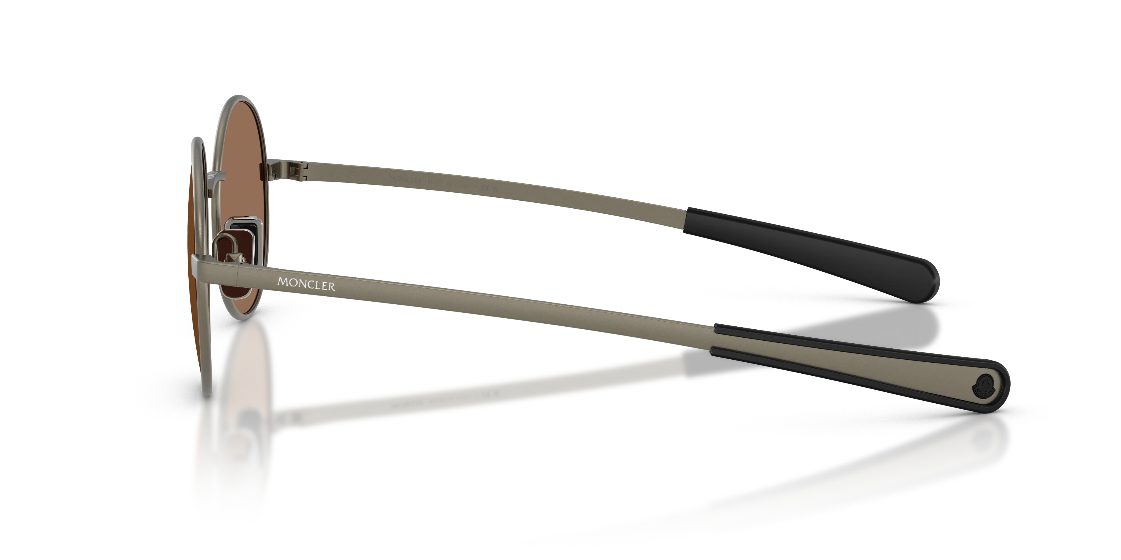 Moncler ME4016 CENTRO 100273 Occhiali da sole Metallo Grigio Marrone Rotonda Normale - immagine 4