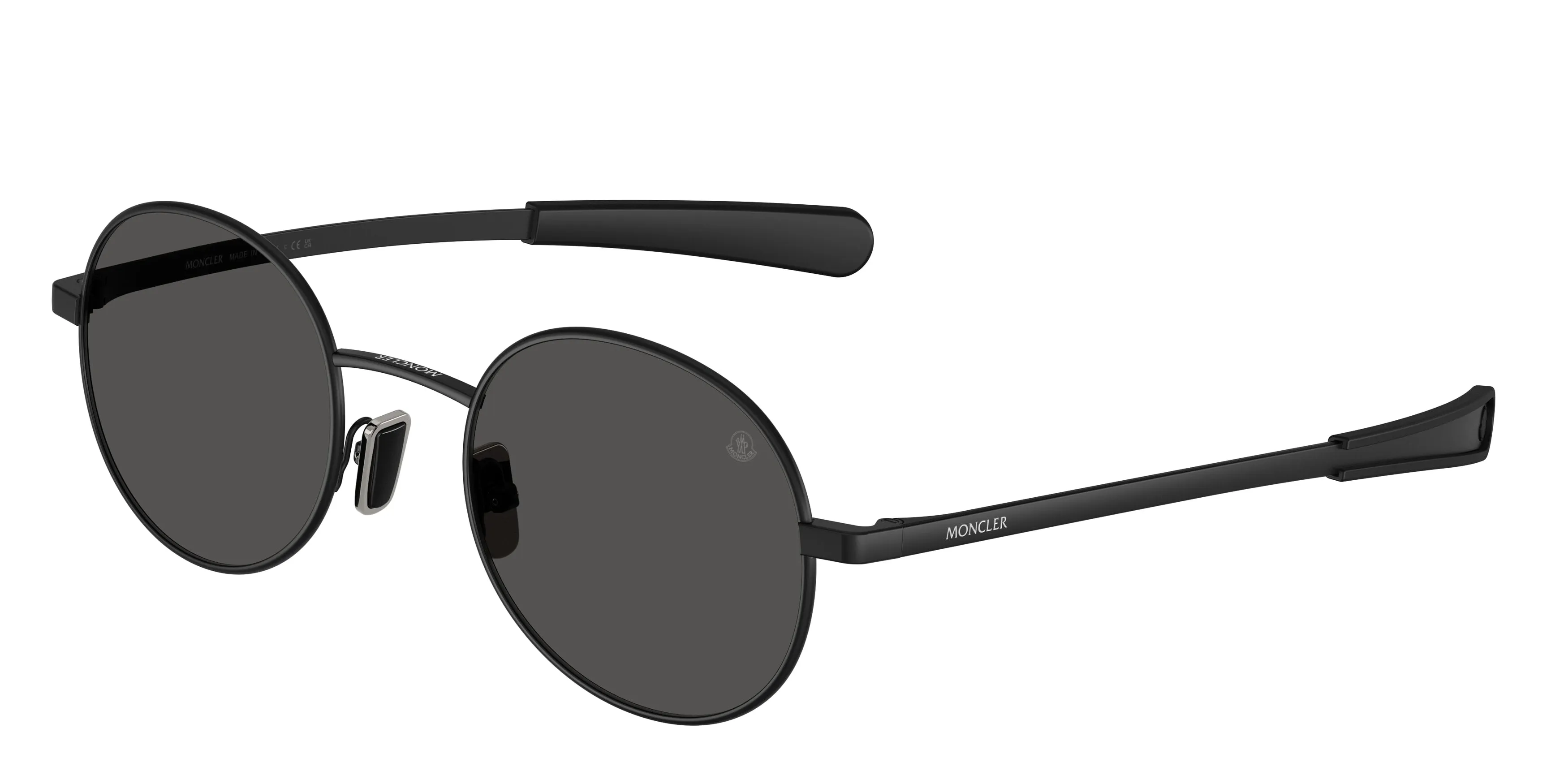 Moncler ME4016 CENTRO 100187 Occhiali da sole Metallo Nero Grigio Rotonda Normale - immagine 1